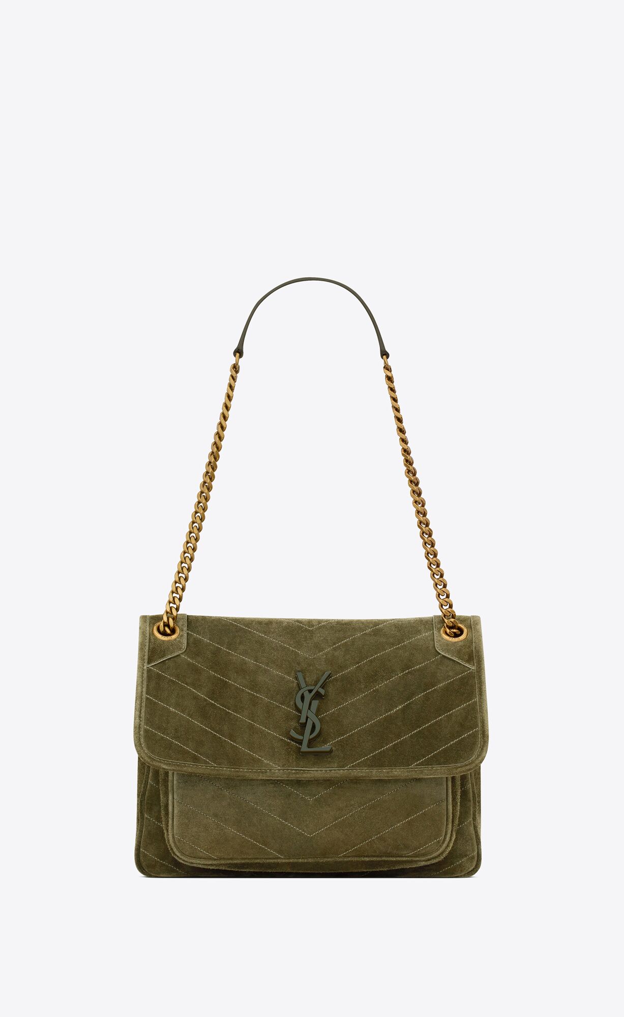 YSL Niki Medium In Suede Loden Green | NBDQC8421