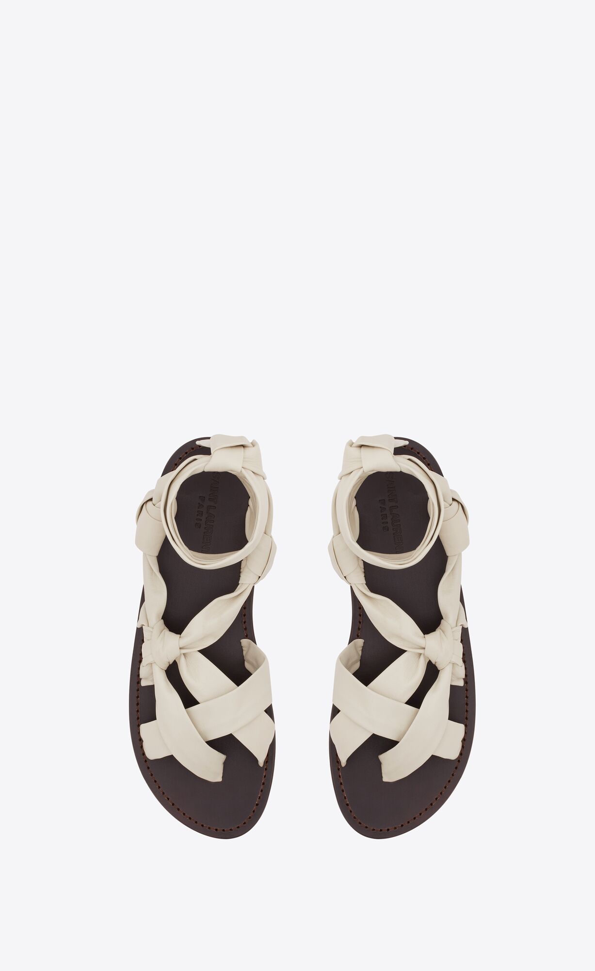 YSL Nolan Sandals In Smooth Leather Pearl | XEZRJ1958