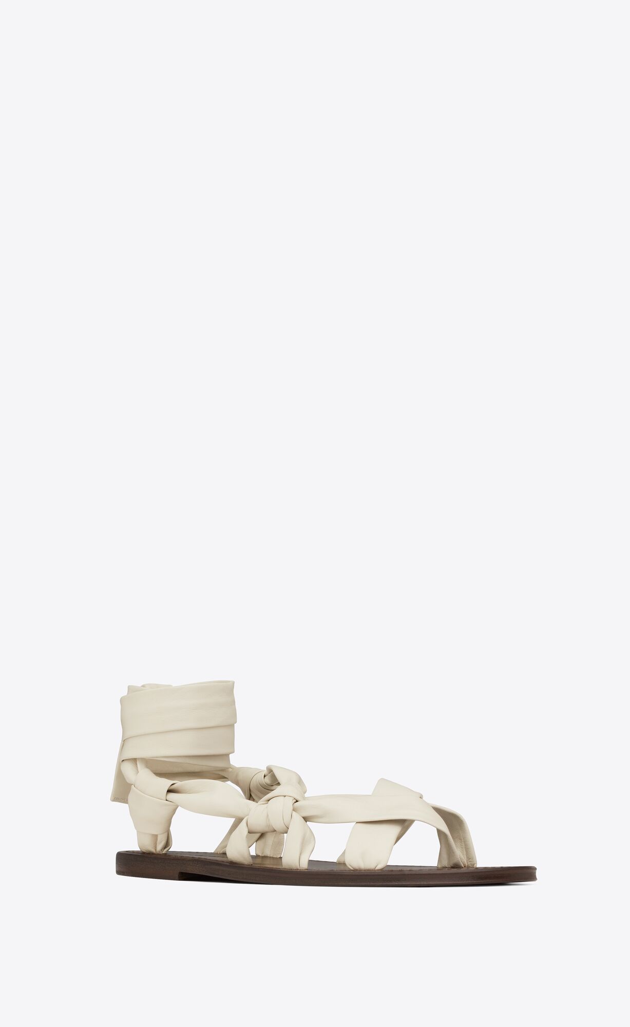 YSL Nolan Sandals In Smooth Leather Pearl | XEZRJ1958