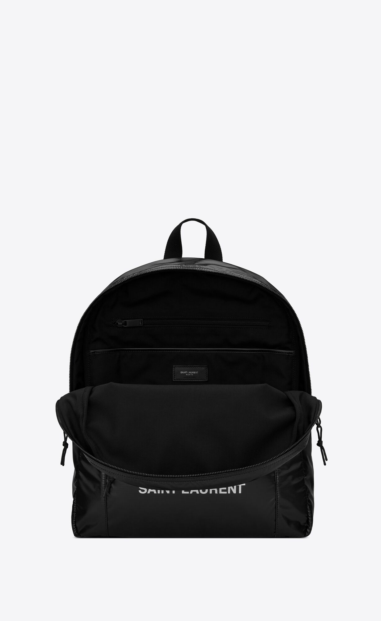 YSL Nuxx Backpack In Nylon Silver Black | ZOXND7948