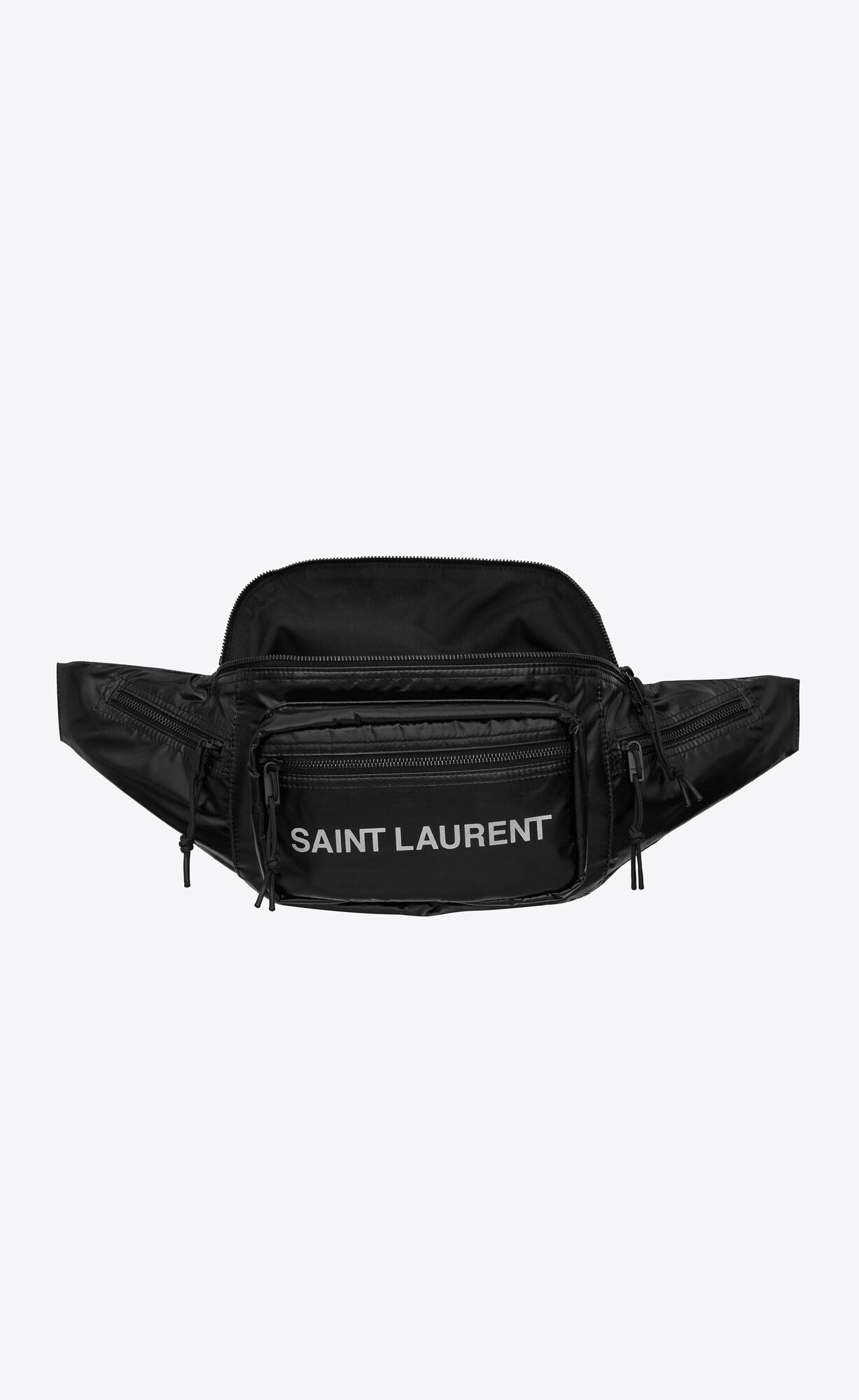 YSL Nuxx Crossbody Bag In Nylon Black And Platinum | ZFXCJ3521