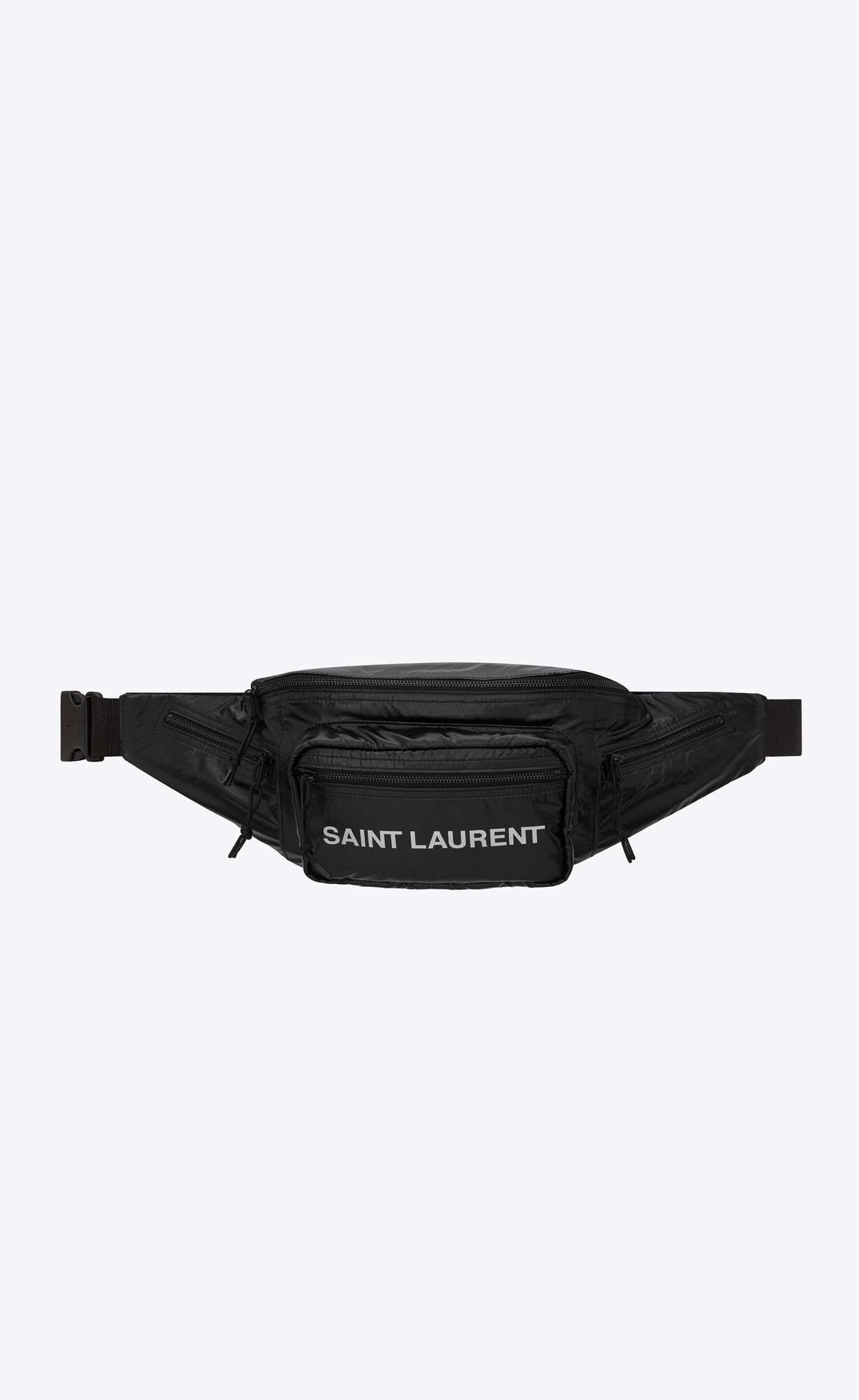 YSL Nuxx Crossbody Bag In Nylon Black And Platinum | ZFXCJ3521