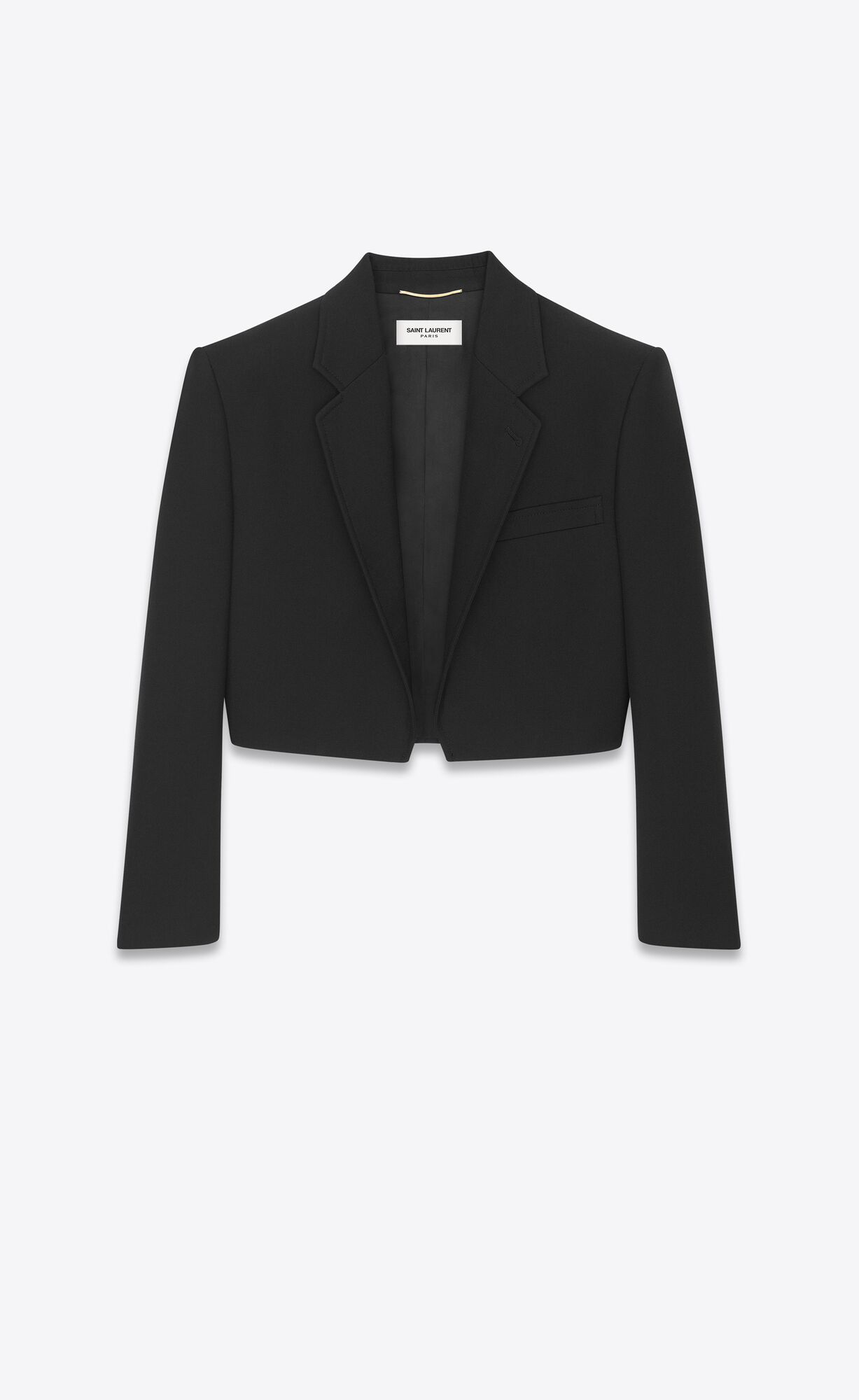 YSL Open Cropped Jacket In Saint Laurent Gabardine Black | RFJCG4682