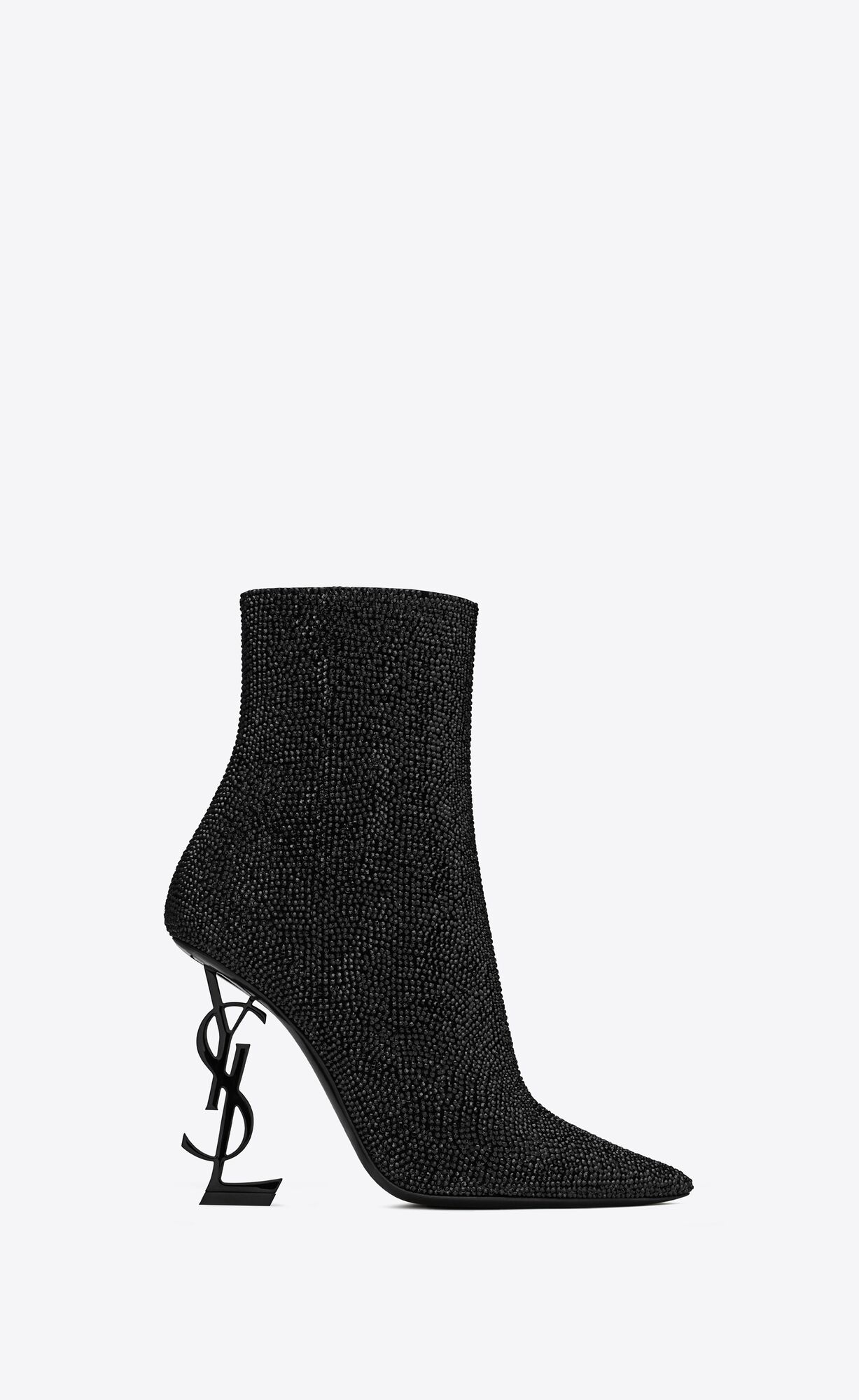 YSL Opyum Booties In Suede And Rhinestone Black | ZDGTH1749