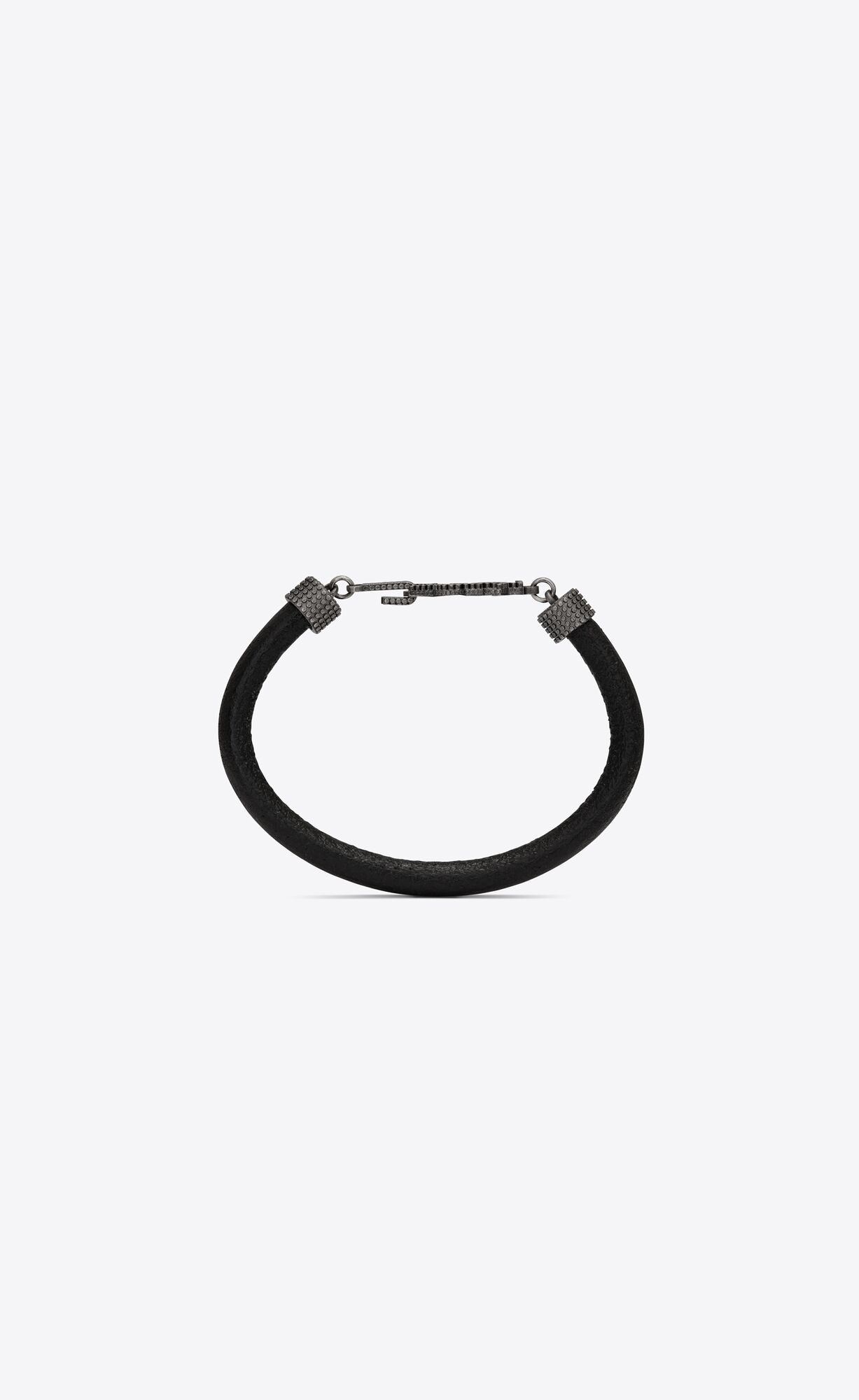 YSL Opyum Bracelet In Crinkled Leather And Metal Black | ESCOD8409