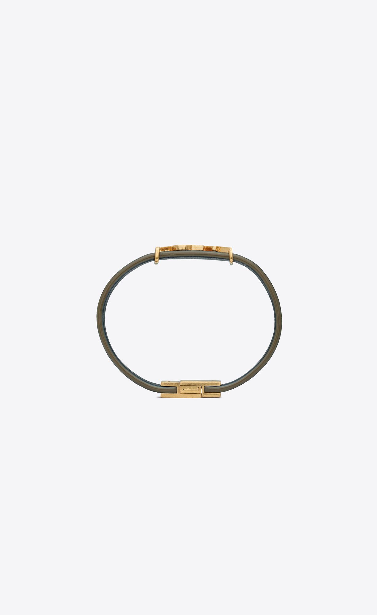 YSL Opyum Bracelet In Leather And Metal Grey Khaki | YHCLE2875