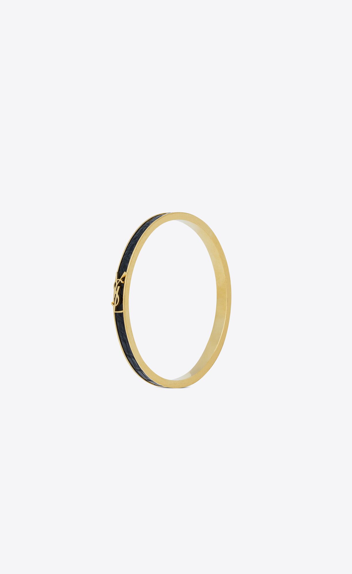 YSL Opyum Bracelet In Lizard-embossed Leather And Metal Black | ZLGBS5014