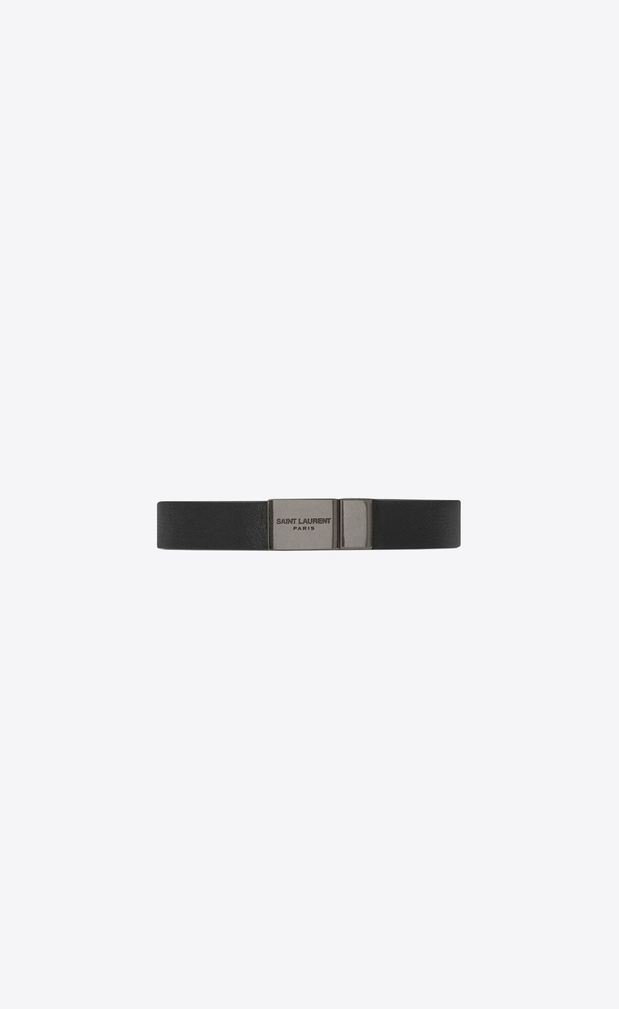 YSL Opyum Bracelet In Smooth Leather And Metal Black | HUBZN7645