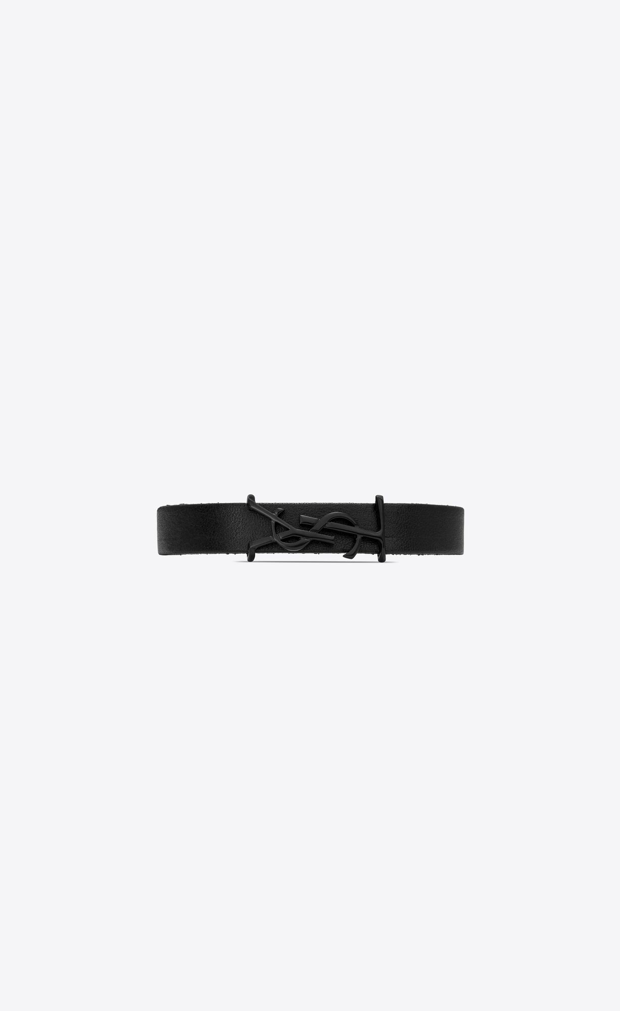 YSL Opyum Bracelet In Smooth Leather And Metal Black | RYCZP6198