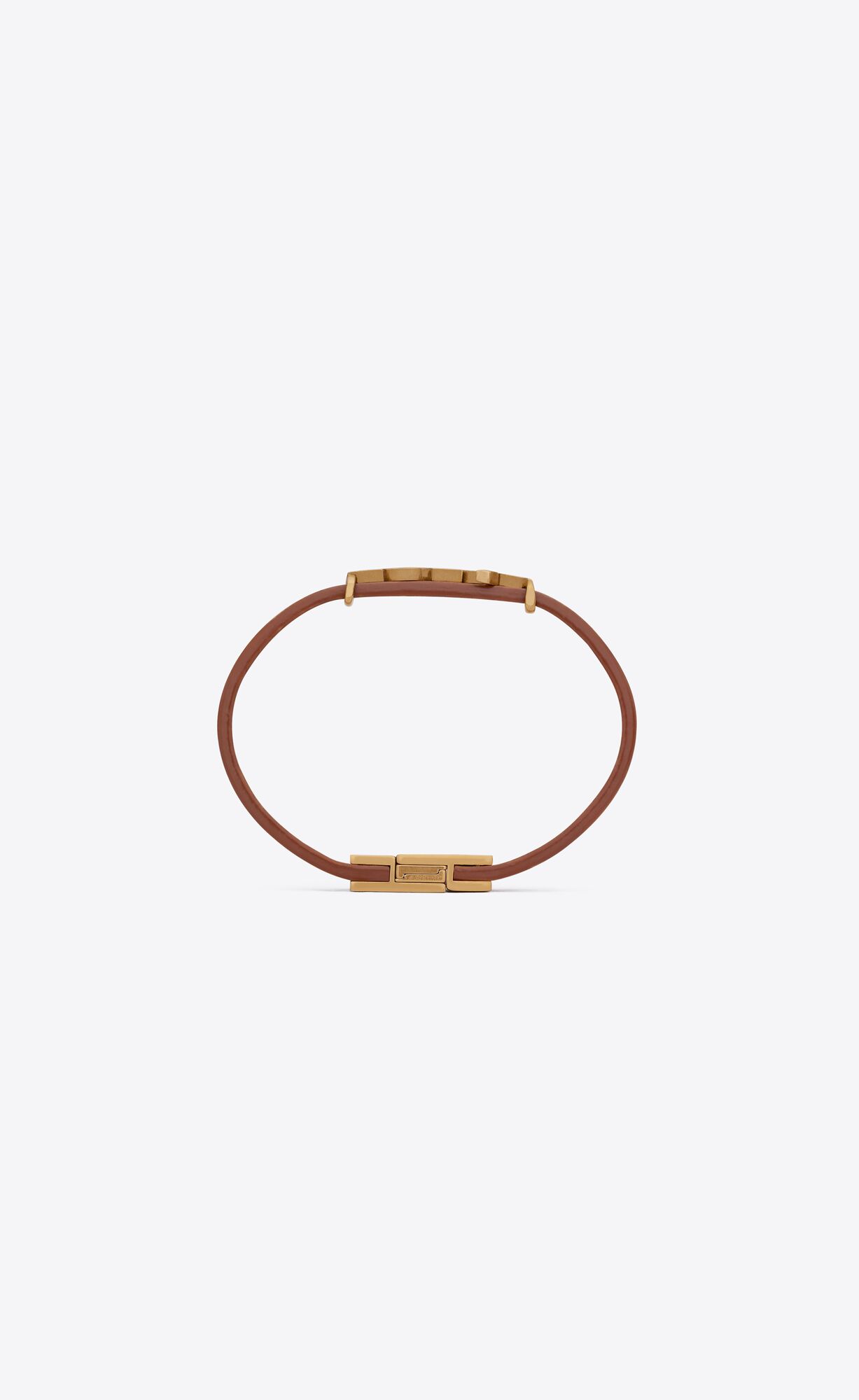 YSL Opyum Bracelet In Vegetable-tanned Leather And Metal Brown Gold | AZLPM1942