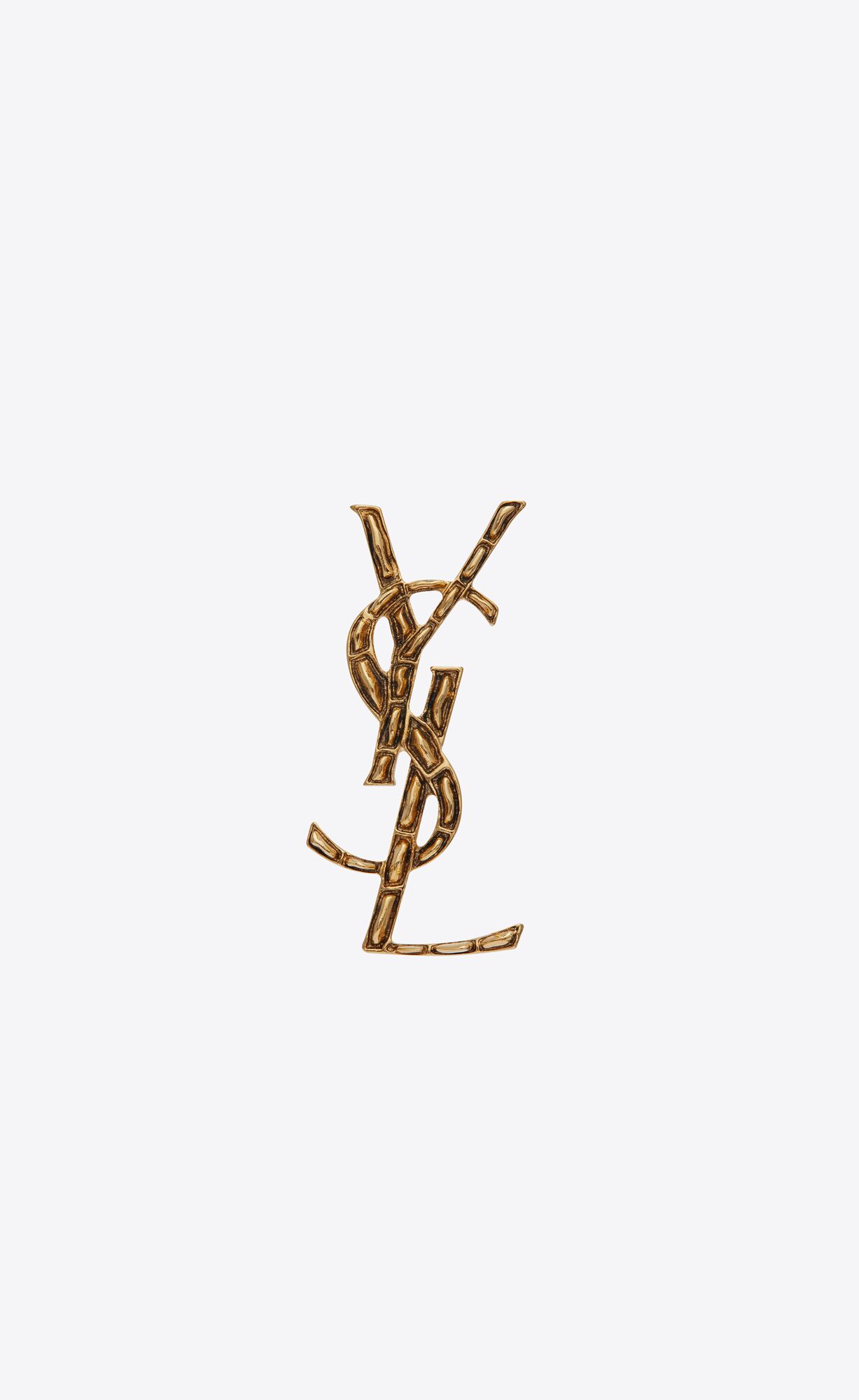 YSL Opyum Crocodile Brooch In Gold Brass Gold | AHPWQ2390