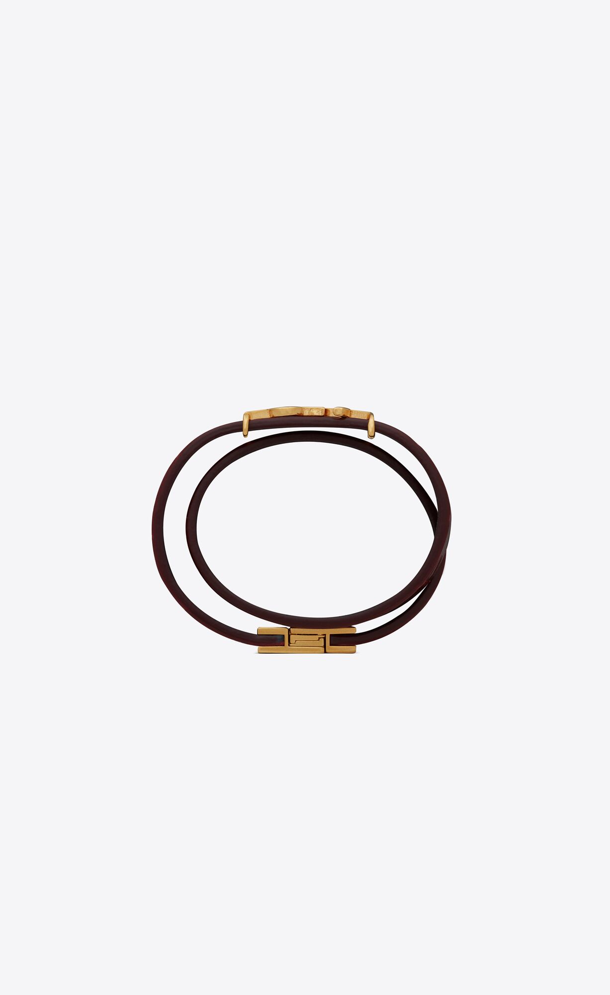 YSL Opyum Double Wrap Bracelet In Crocodile-embossed Leather And Metal Dark Red And Antique Gold | QJVTI7480