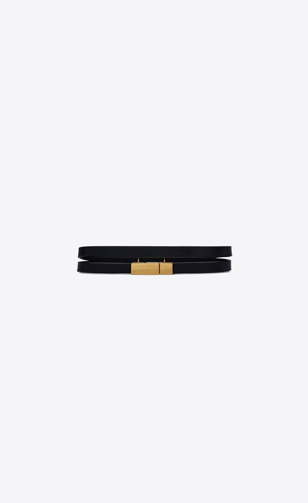 YSL Opyum Double Wrap Bracelet In Leather And Metal Black | LNEJR8740