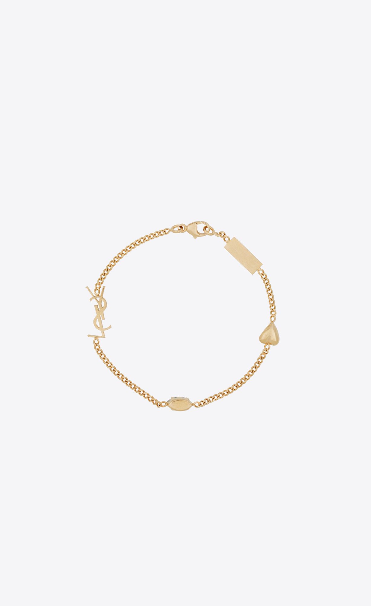 YSL Opyum Heart Charm Bracelet In Metal Aged Brass Gold | UAWSC6295