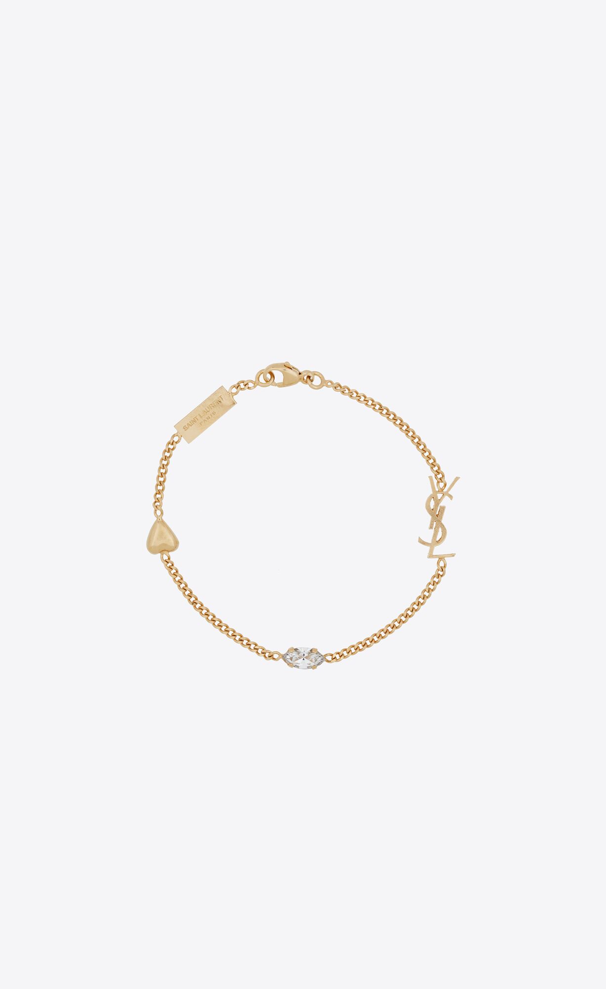 YSL Opyum Heart Charm Bracelet In Metal Aged Brass Gold | UAWSC6295