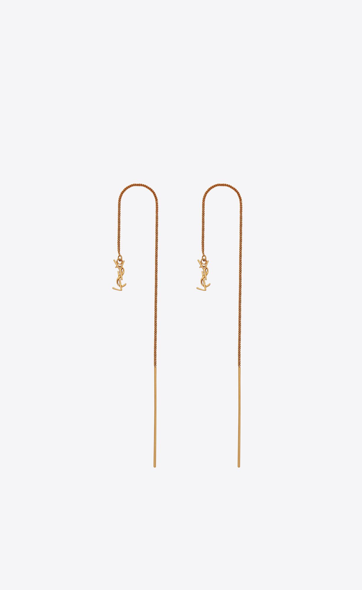 YSL Opyum Long Threader Earrings In Metal Gold | IPTRE6380