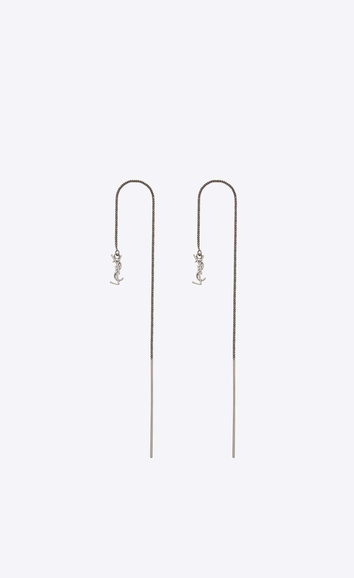 YSL Opyum Long Threader Earrings In Metal Mirror | MENUJ2894