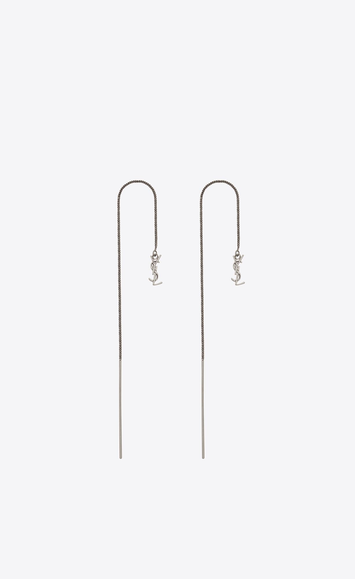 YSL Opyum Long Threader Earrings In Metal Mirror | MENUJ2894