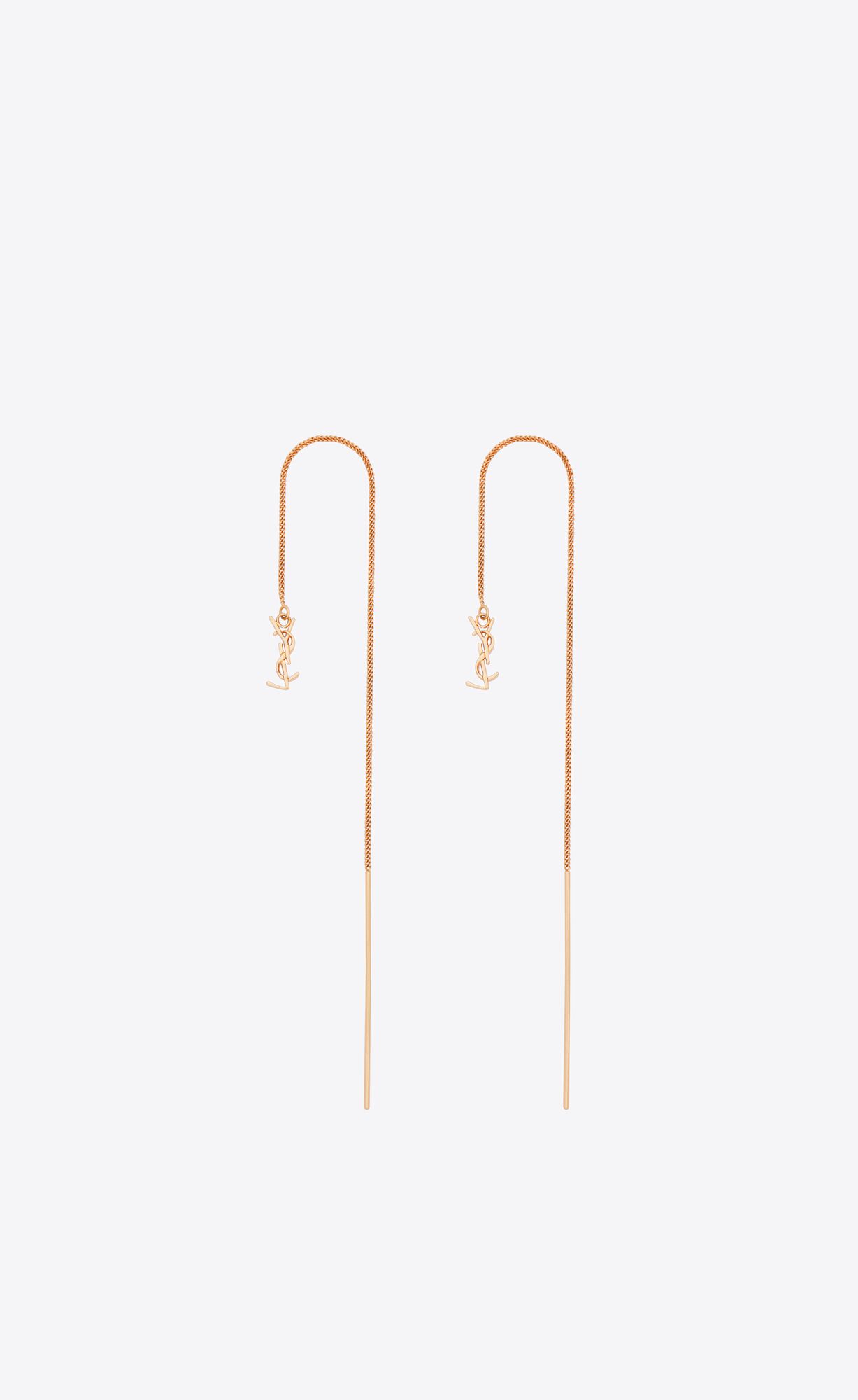 YSL Opyum Long Threader Earrings In Metal Rose Gold | RTMVZ0281