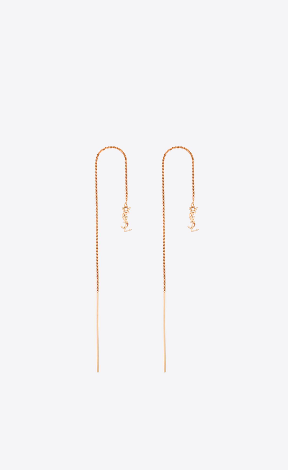 YSL Opyum Long Threader Earrings In Metal Rose Gold | RTMVZ0281