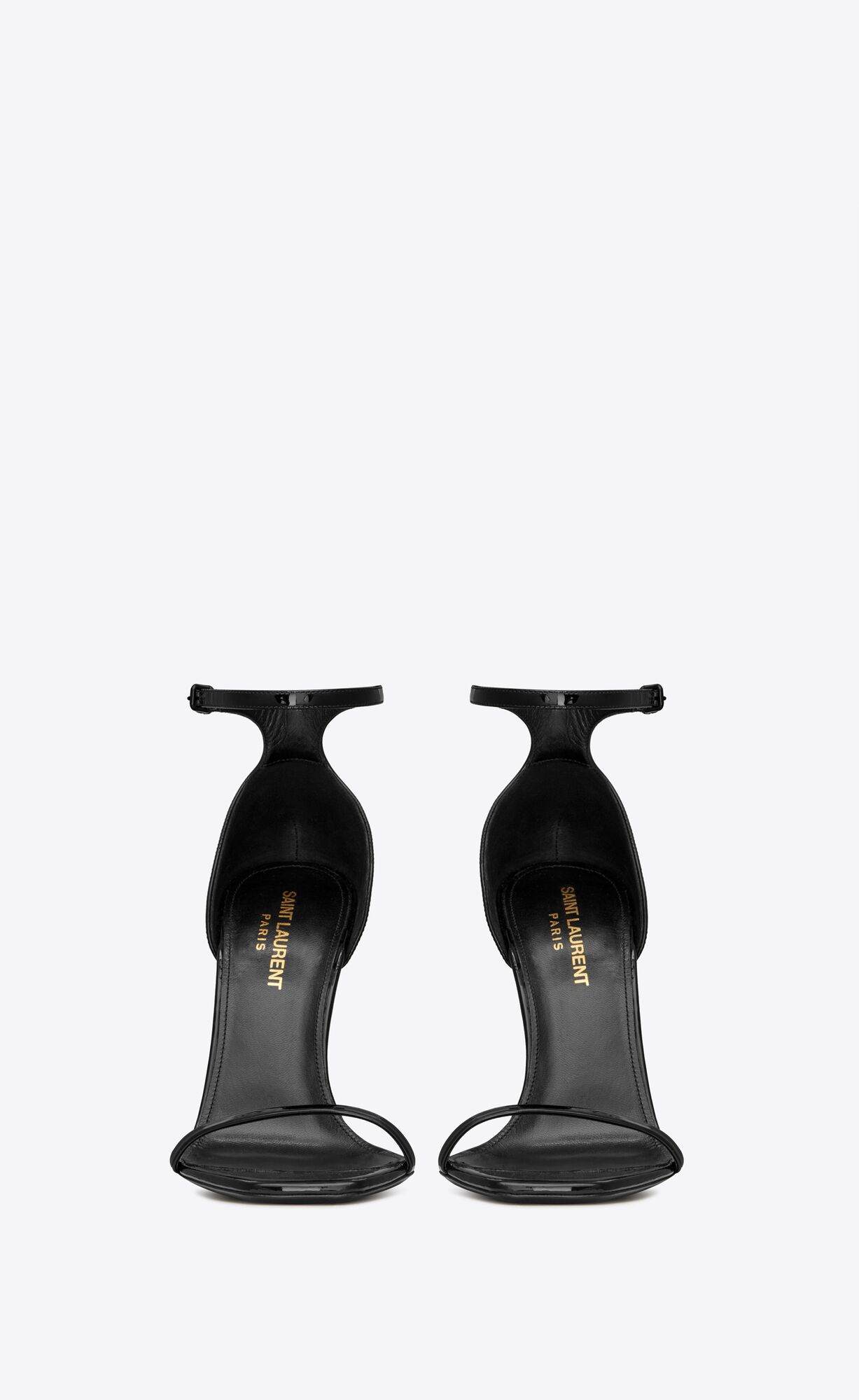 YSL Opyum Sandals In Patent Leather Black | CWNEO6531