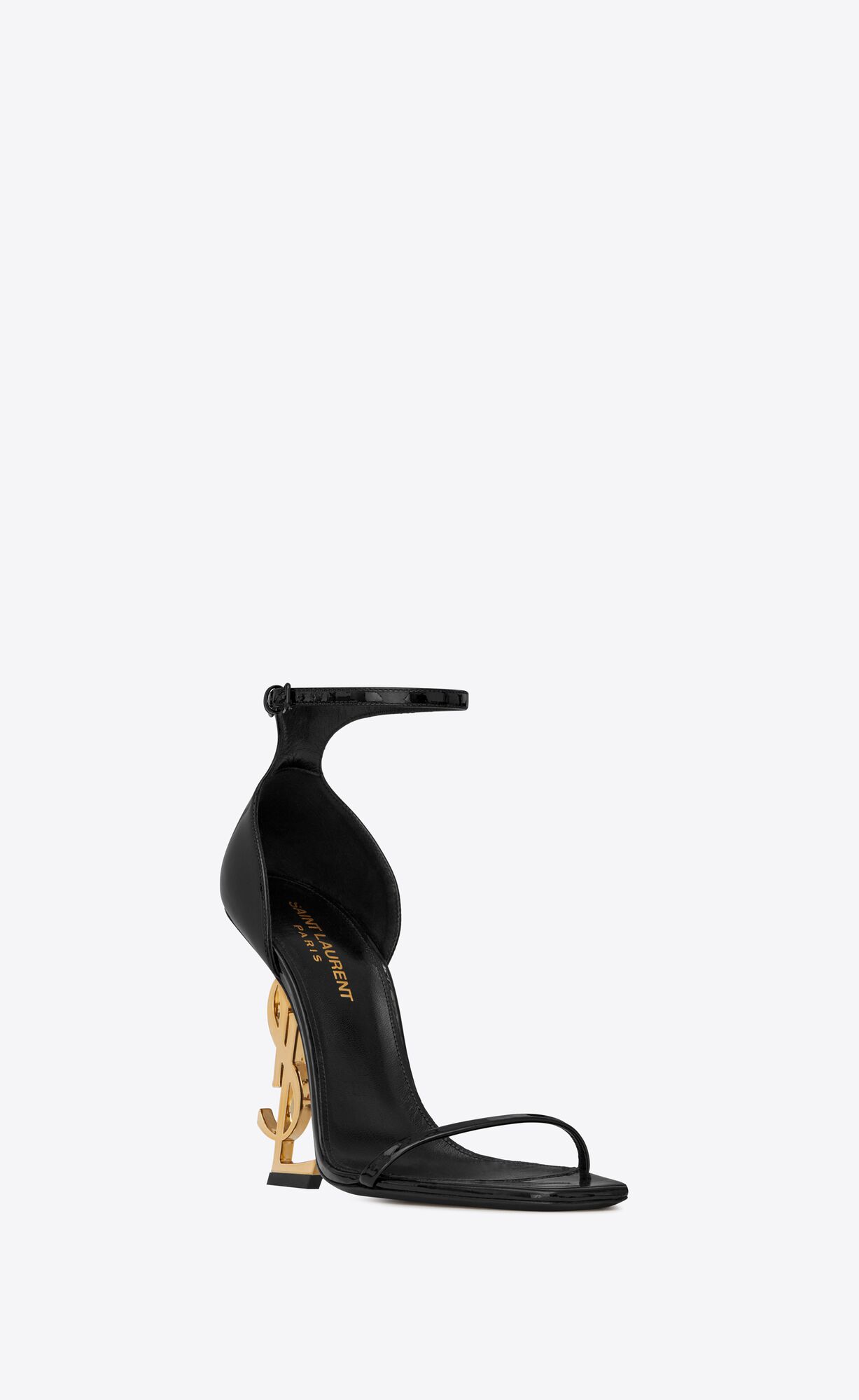 YSL Opyum Sandals In Patent Leather Black | CWNEO6531