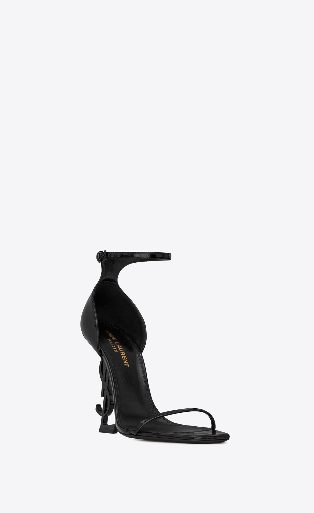 YSL Opyum Sandals In Patent Leather Black | XQAWN7035