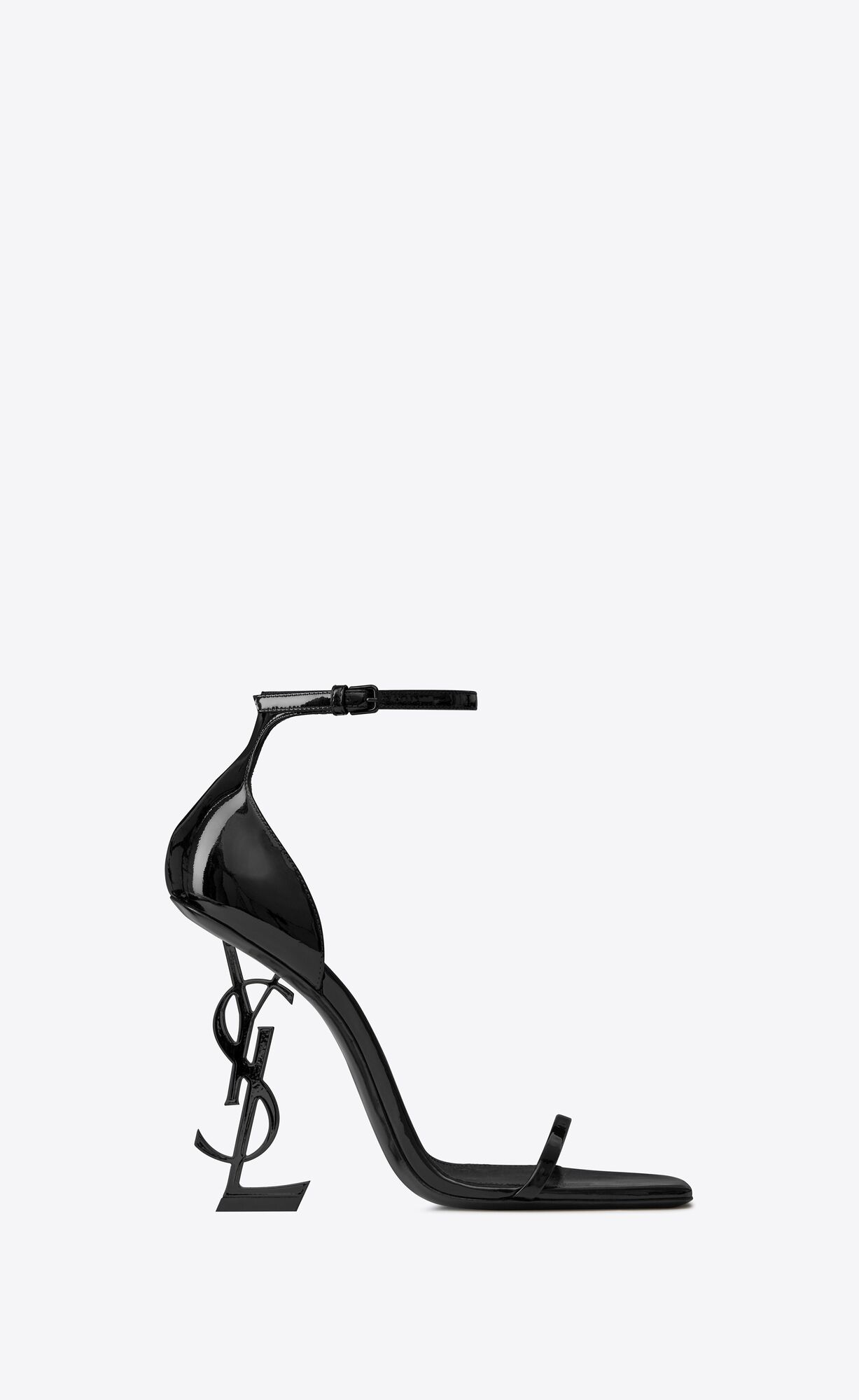 YSL Opyum Sandals In Patent Leather Black | XQAWN7035