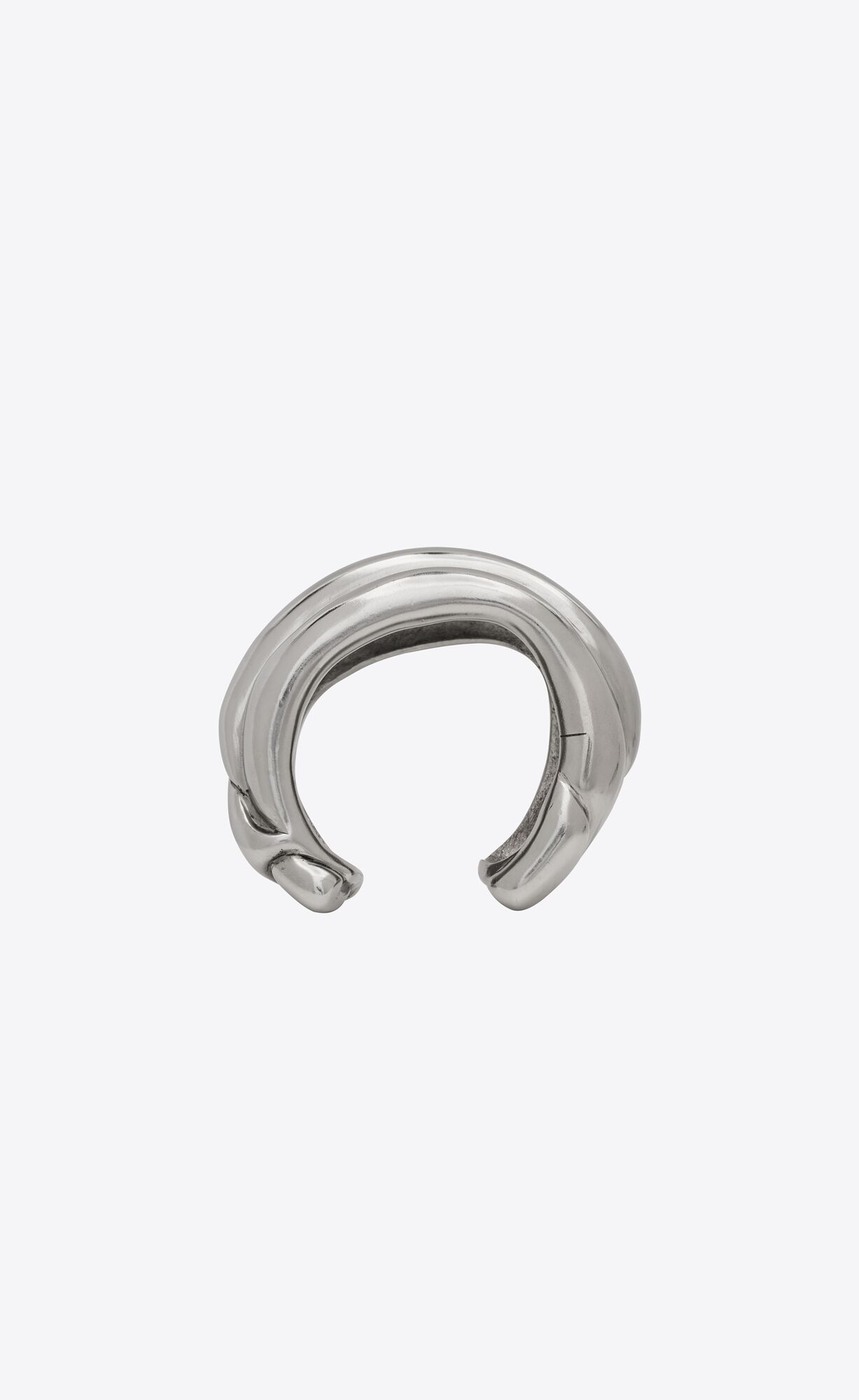 YSL Organic Curve Cuff In Metal Oxidized Silver | AWCEU8153