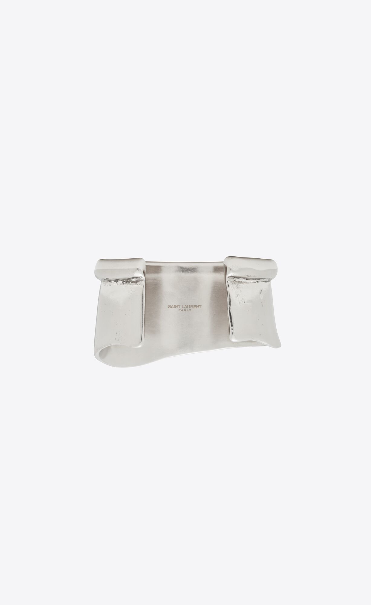 YSL Organic Wave Cuff Bracelet In Metal Oxidized Silver | UQLGA4089