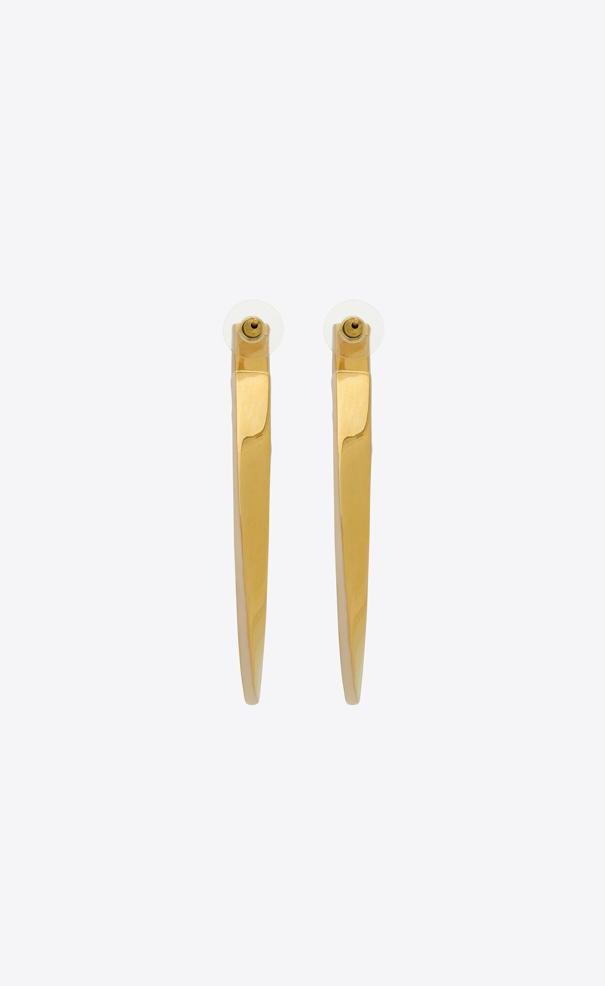 YSL Oval Curved Hoop Earrings In Metal And Enamel Gold And Cream | WAEFX2173