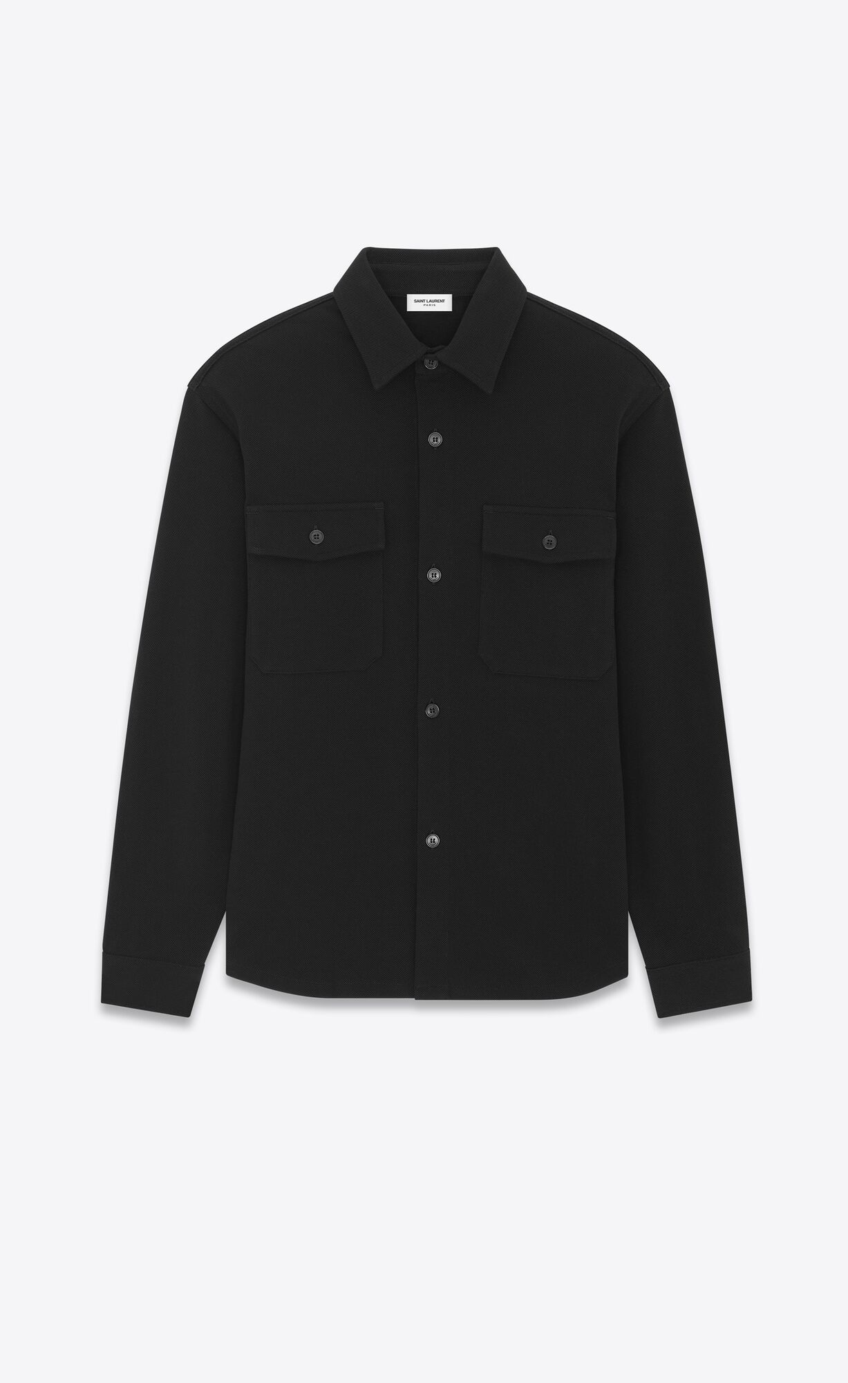 YSL Oversize Shirt In Cotton Piqué Black | OEMBJ8751