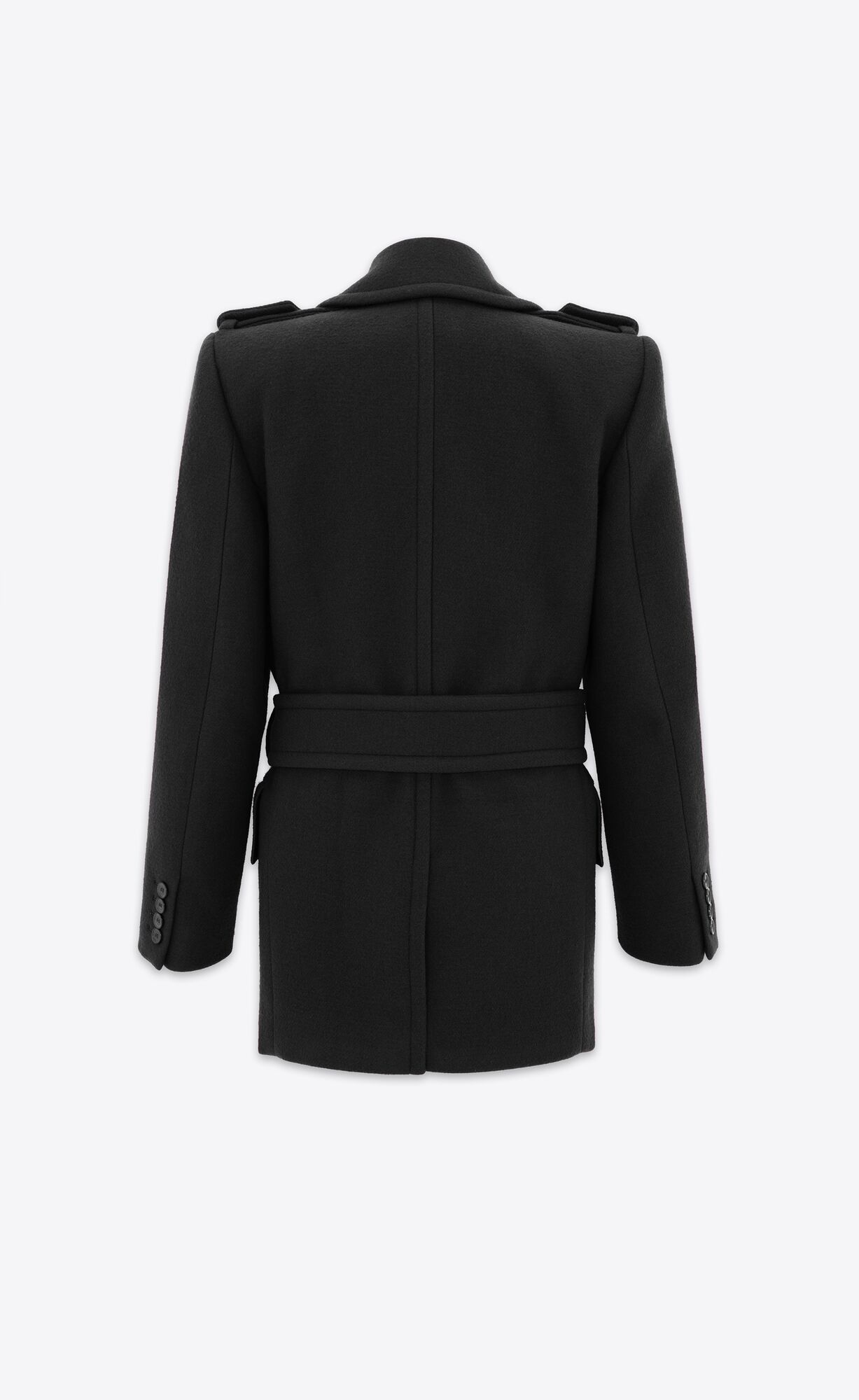 YSL Oversize Shoulder Coat In Wool Felt Noir Brillant | GUYPJ4207