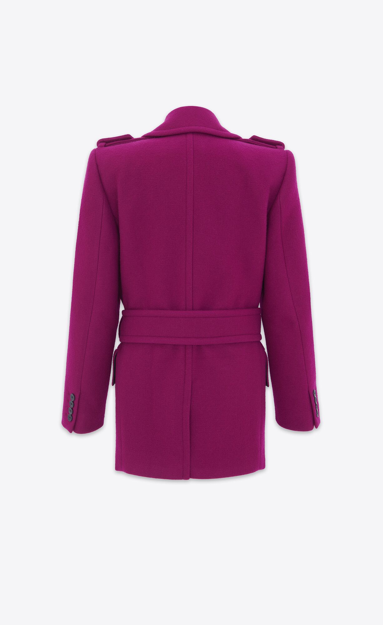 YSL Oversize Shoulder Coat In Wool Felt Fuchsia | VXNKW1820