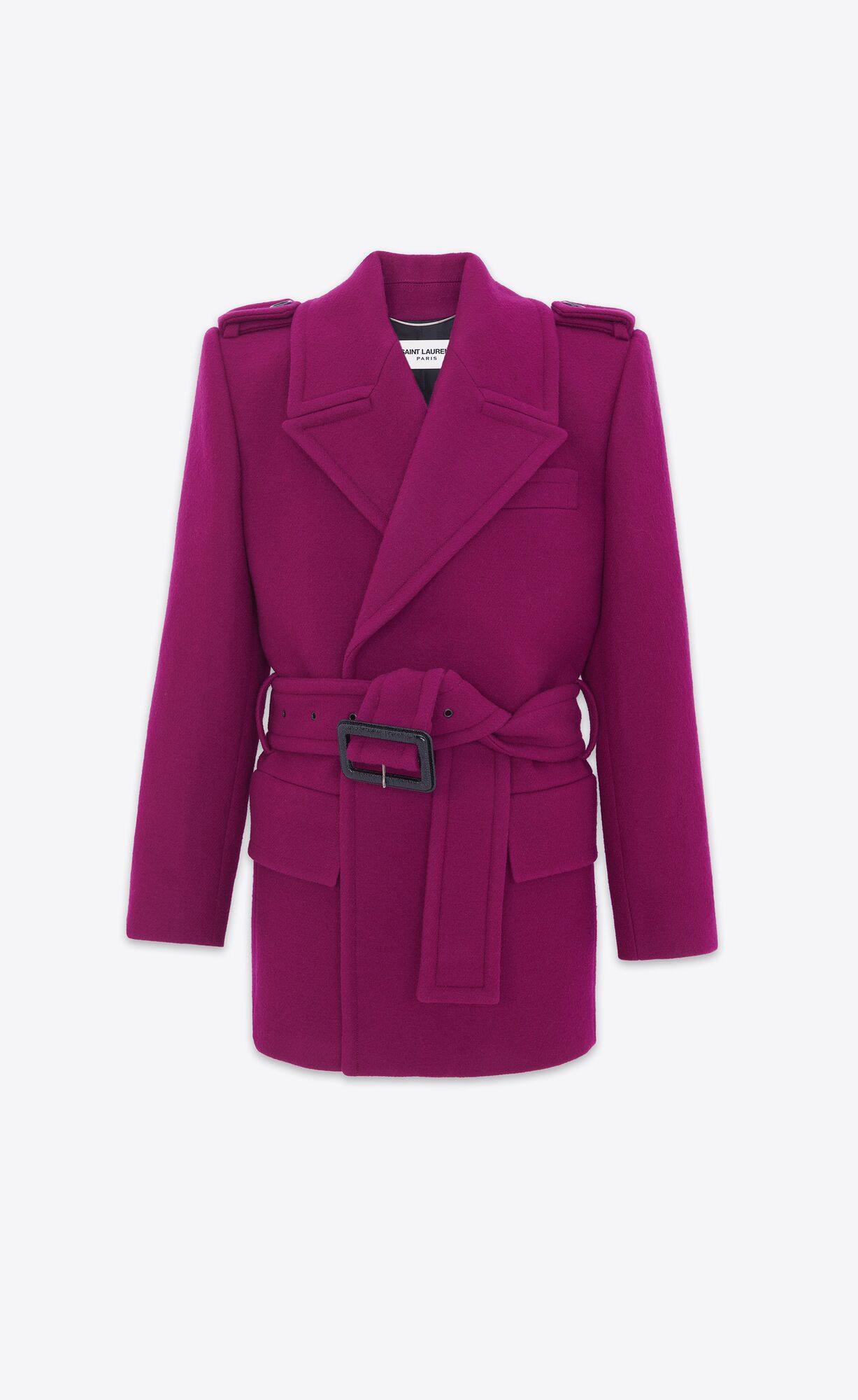 YSL Oversize Shoulder Coat In Wool Felt Fuchsia | VXNKW1820