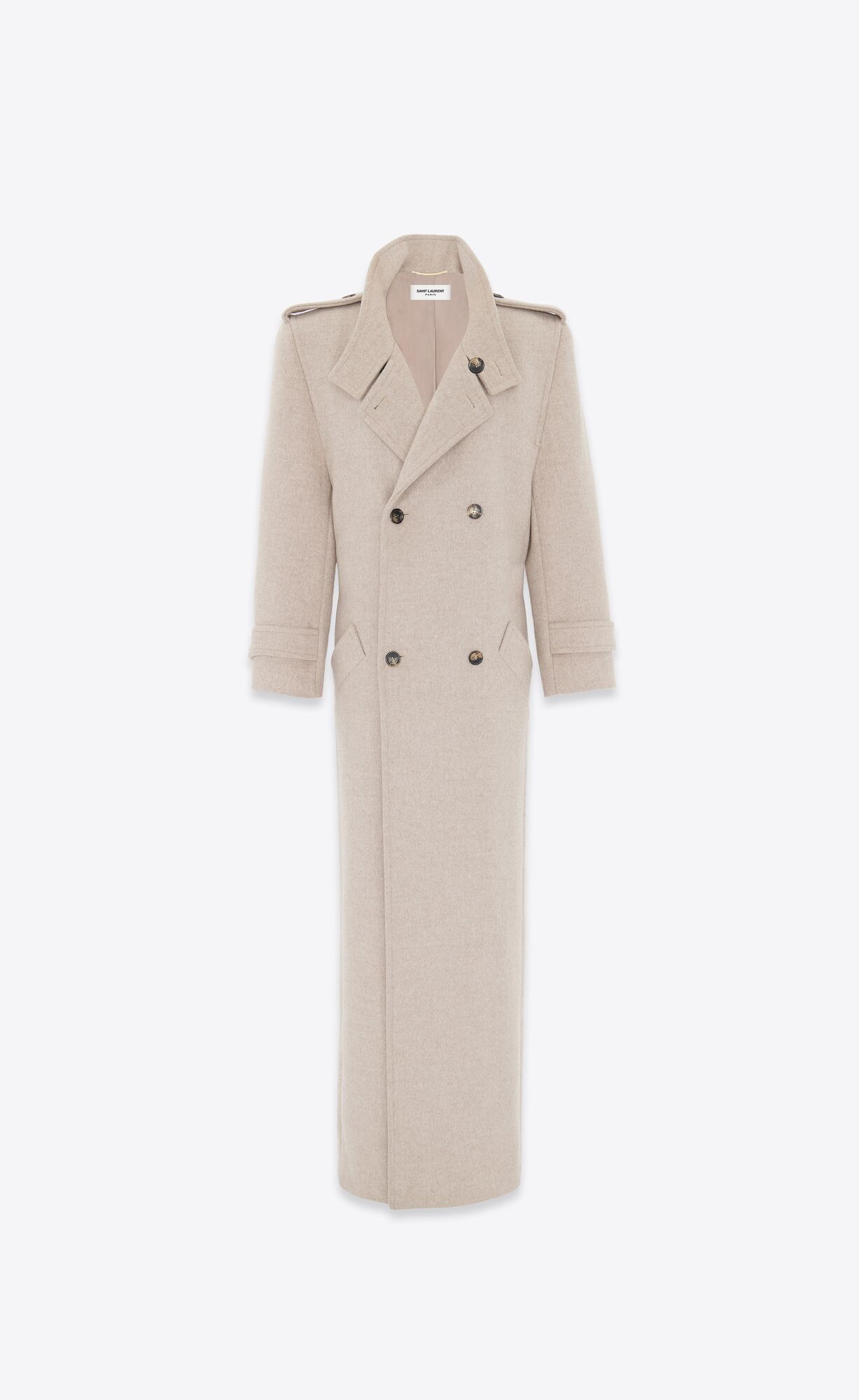 YSL Oversized Coat In Wool Beige | HWNTJ4018