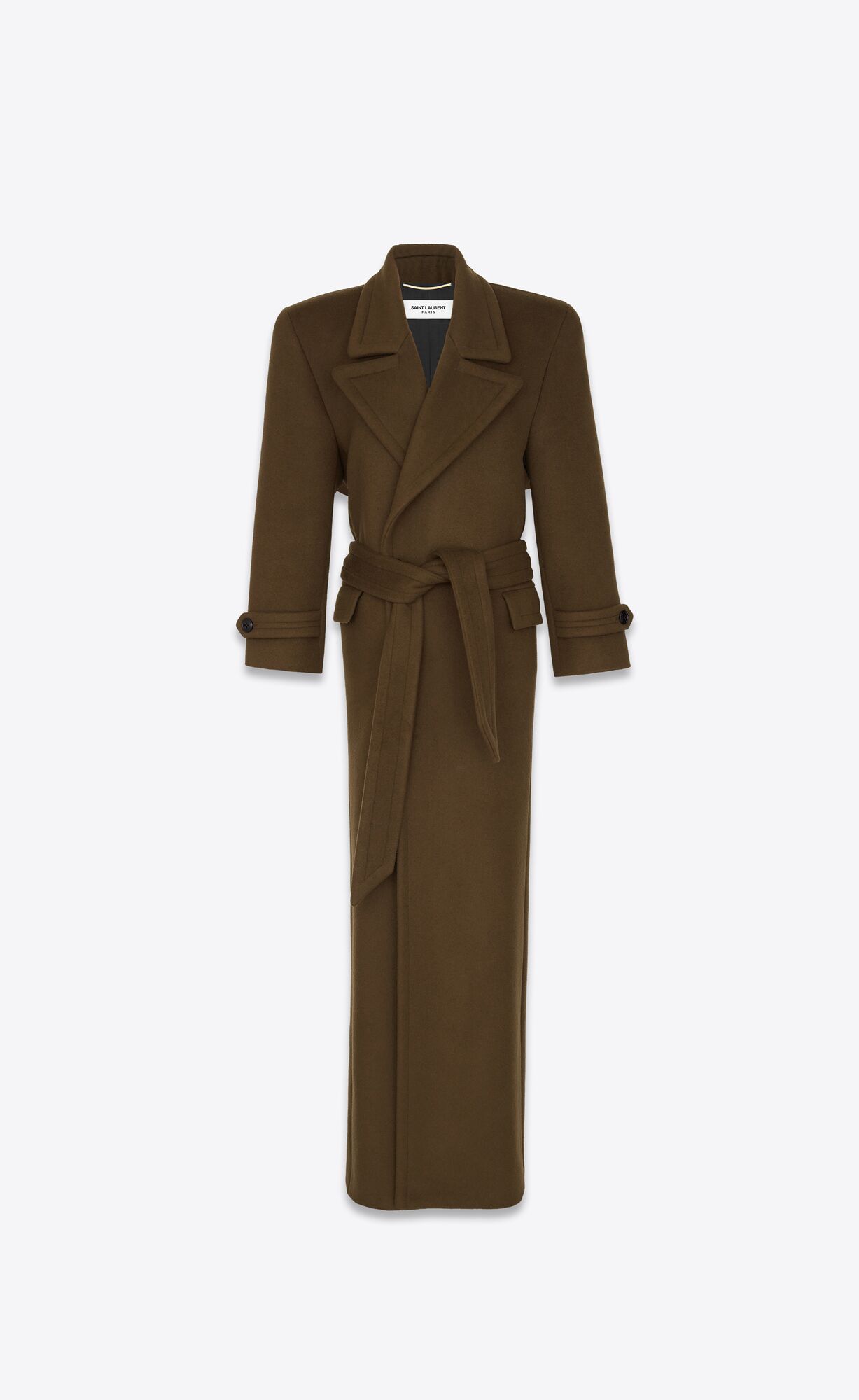 YSL Oversized Coat In Wool Kaki | ENXCG1659