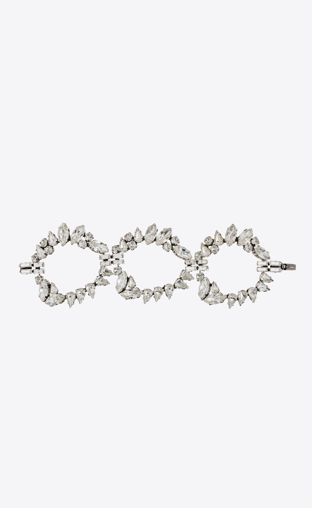 YSL Oversized Rhinestone Ring Bracelet In Metal Oxidized Silver | DKVUL9275