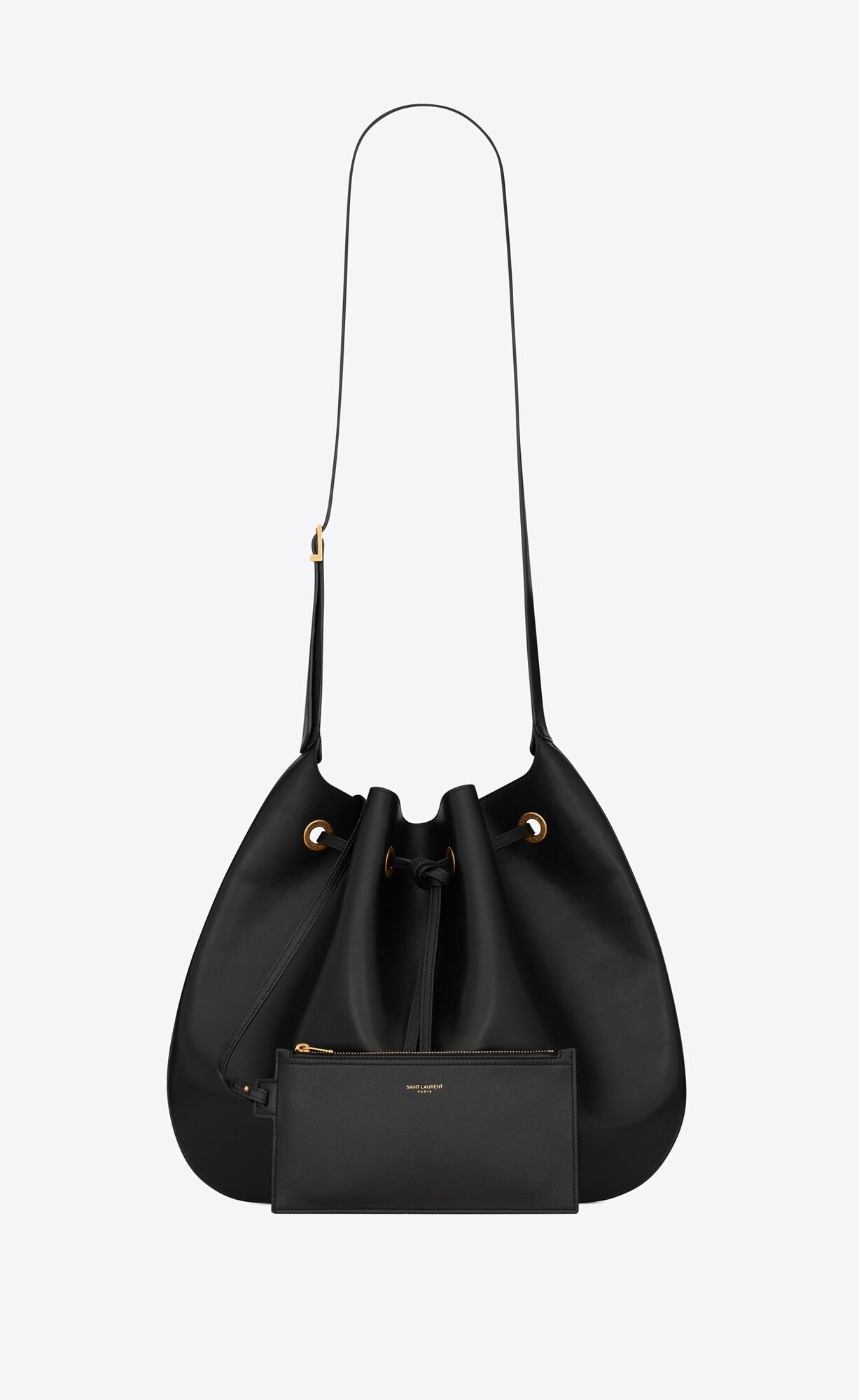 YSL Paris Vii Large Flat Hobo Bag In Smooth Leather Black | FUJAM2786