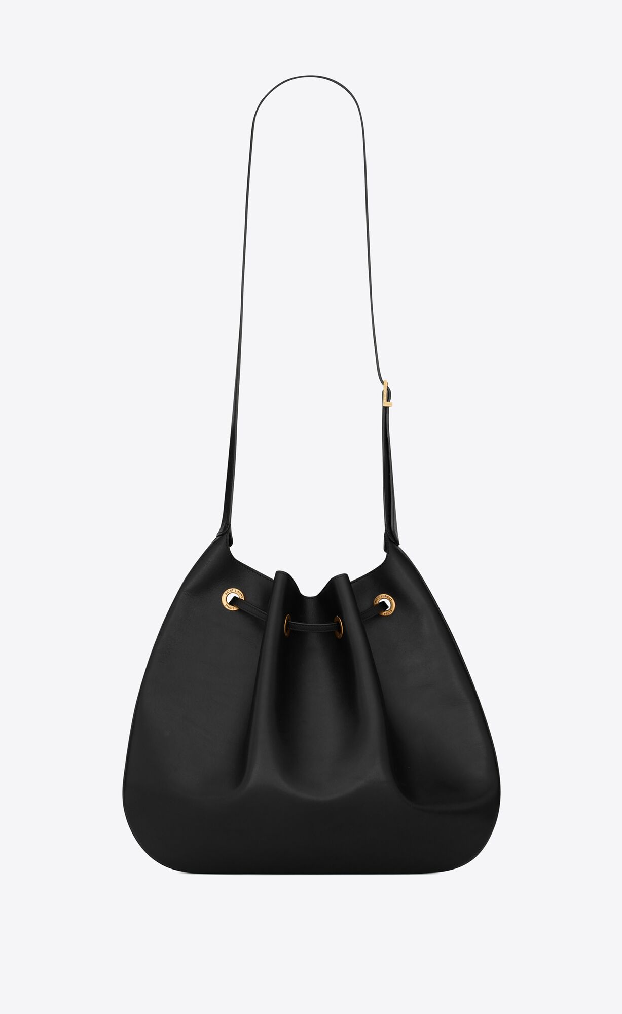 YSL Paris Vii Large Flat Hobo Bag In Smooth Leather Black | FUJAM2786