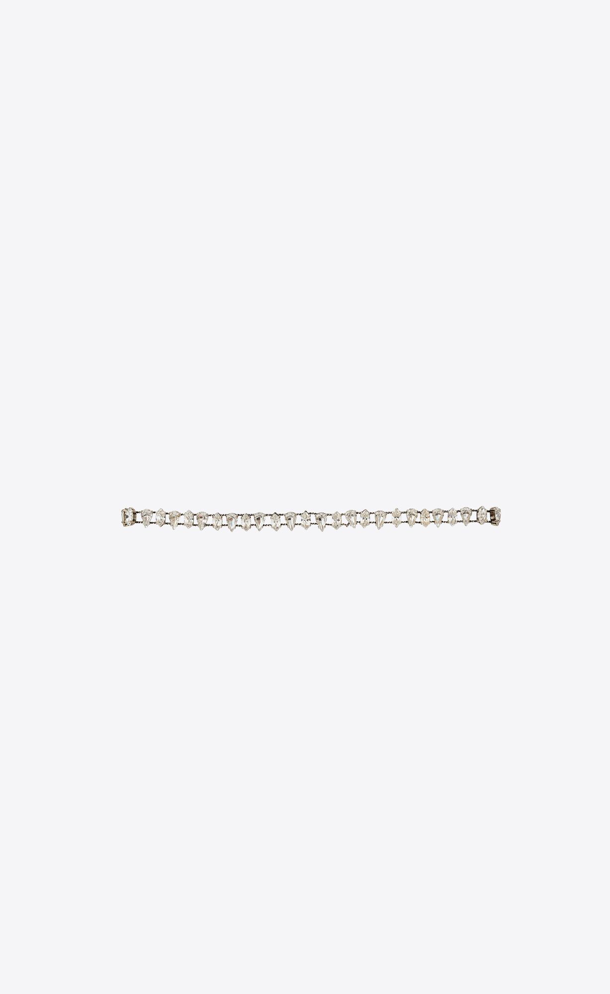 YSL Pear Rhinestone Choker In Metal Argent Oxyde Et Crystal | EFVAZ8491