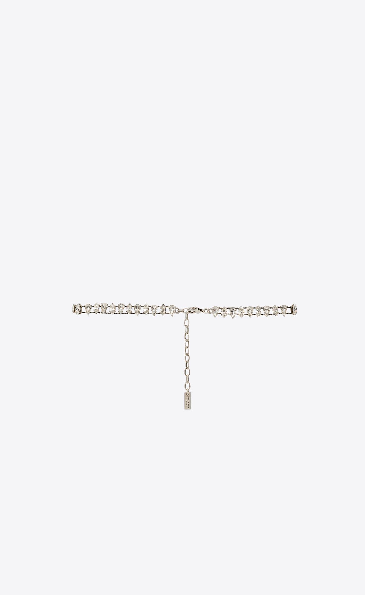 YSL Pear Rhinestone Choker In Metal Argent Oxyde Et Crystal | EFVAZ8491