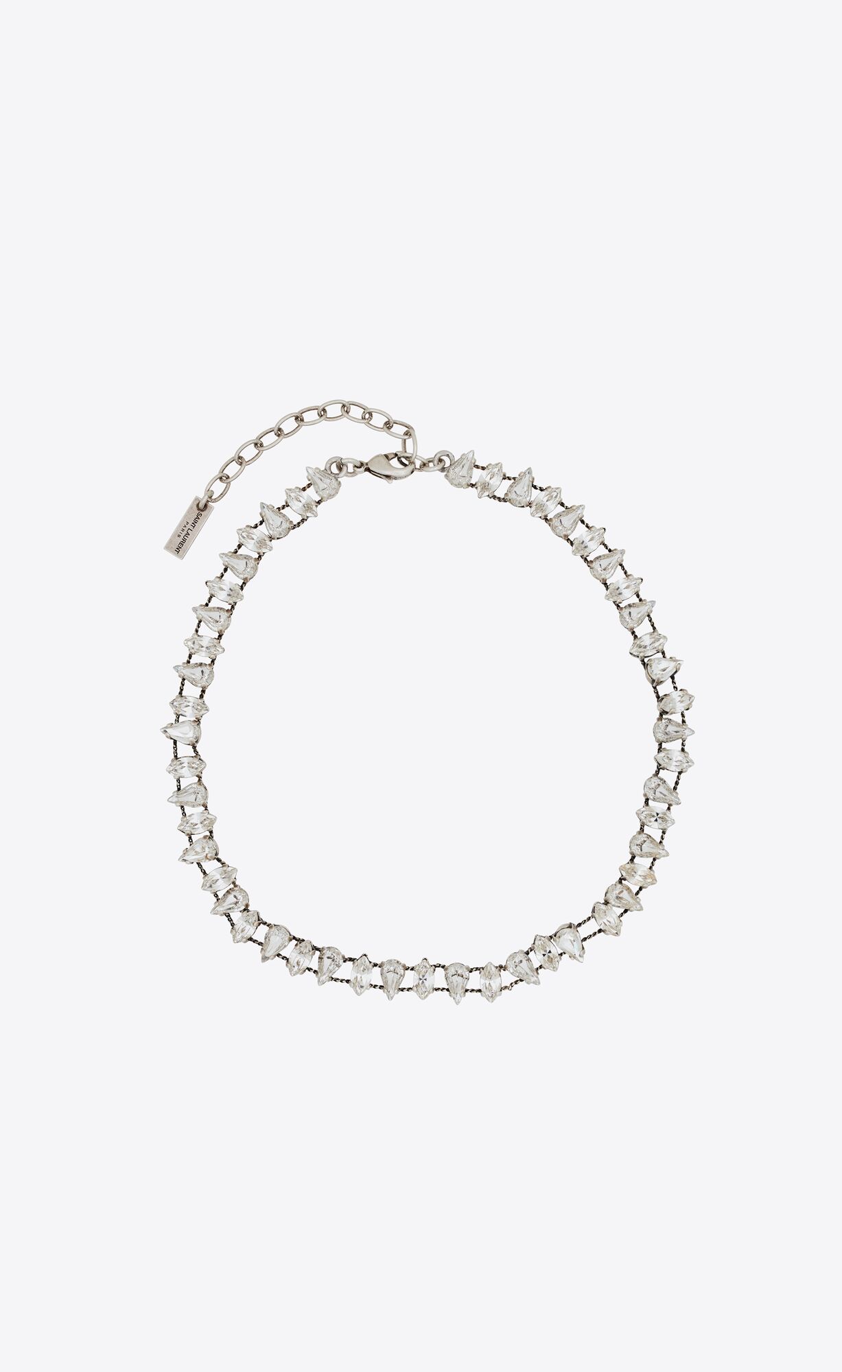 YSL Pear Rhinestone Choker In Metal Argent Oxyde Et Crystal | EFVAZ8491