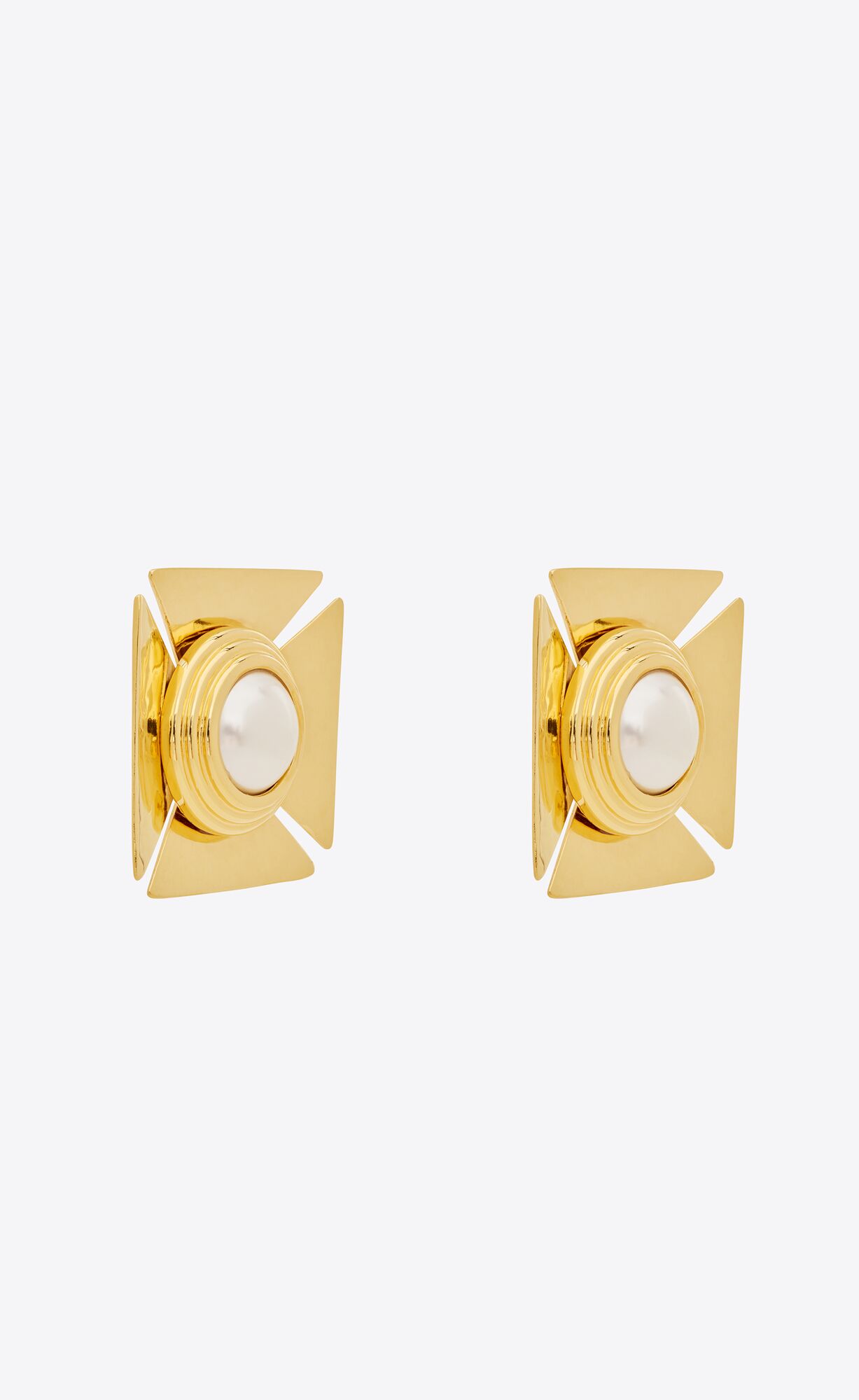 YSL Pearly Square Earrings In Metal Bronze And Gold | ABHRF0592