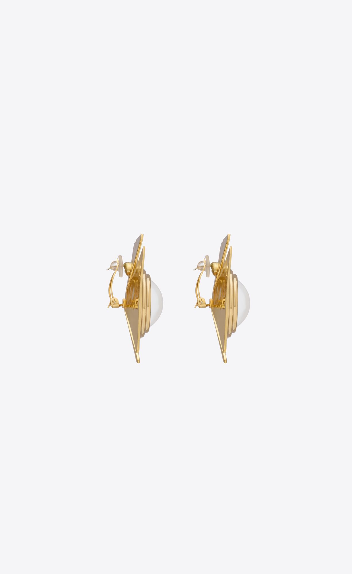 YSL Pearly Square Earrings In Metal Bronze And Gold | ABHRF0592