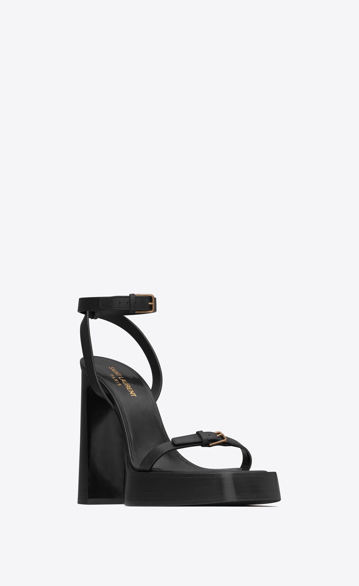 YSL Platz Platform Sandals In Smooth Leather Black | VBEQZ2958