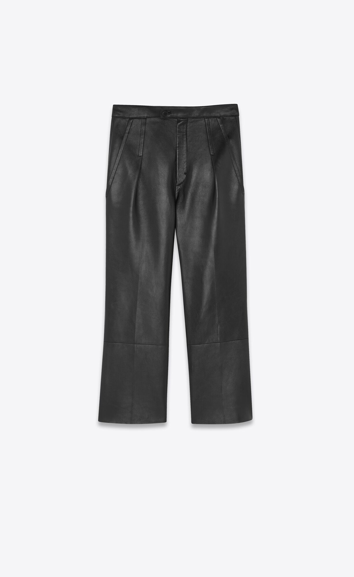 YSL Pleated Pants In Lambskin Noir | FLIEY7481