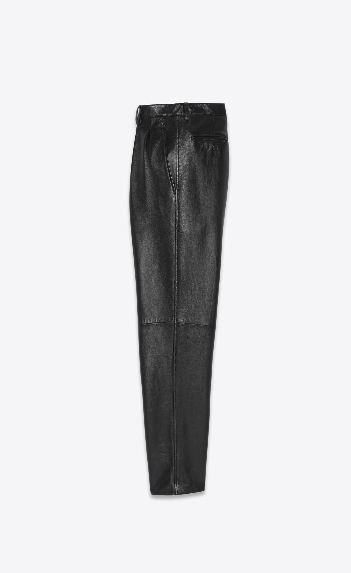 YSL Pleated Pants In Vintage Drummed Leather Noir | DCTJK0142