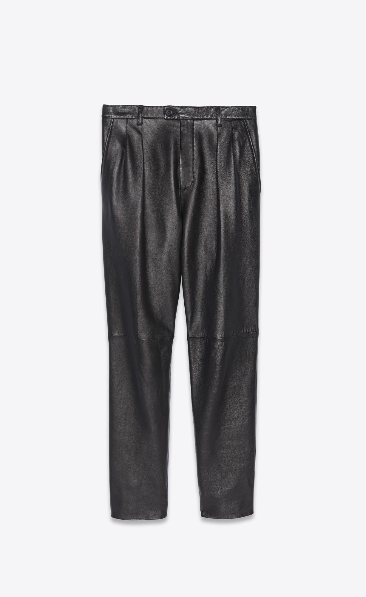 YSL Pleated Pants In Vintage Drummed Leather Noir | DCTJK0142