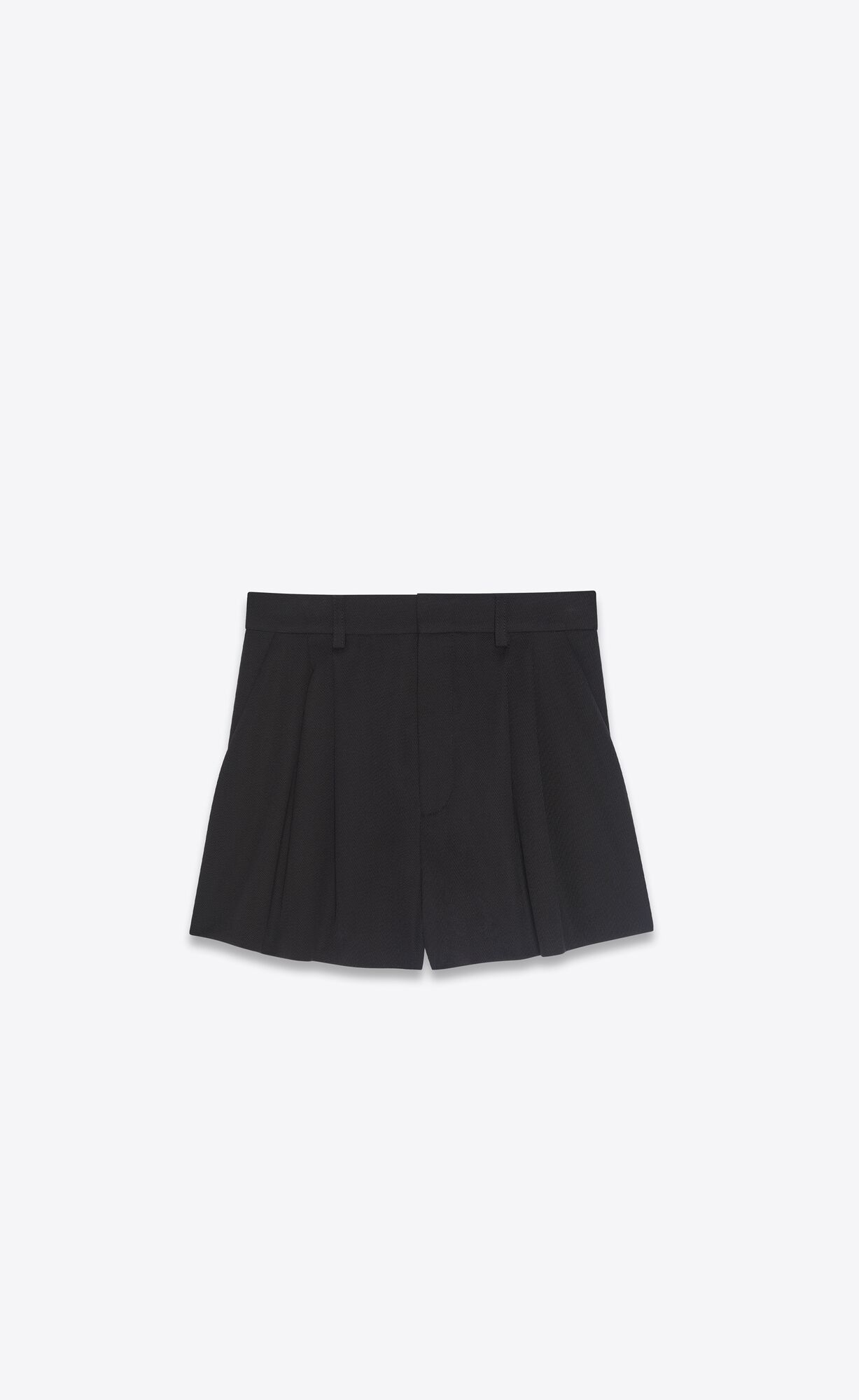 YSL Pleated Shorts In Wool Twill Black | LWOYR5316